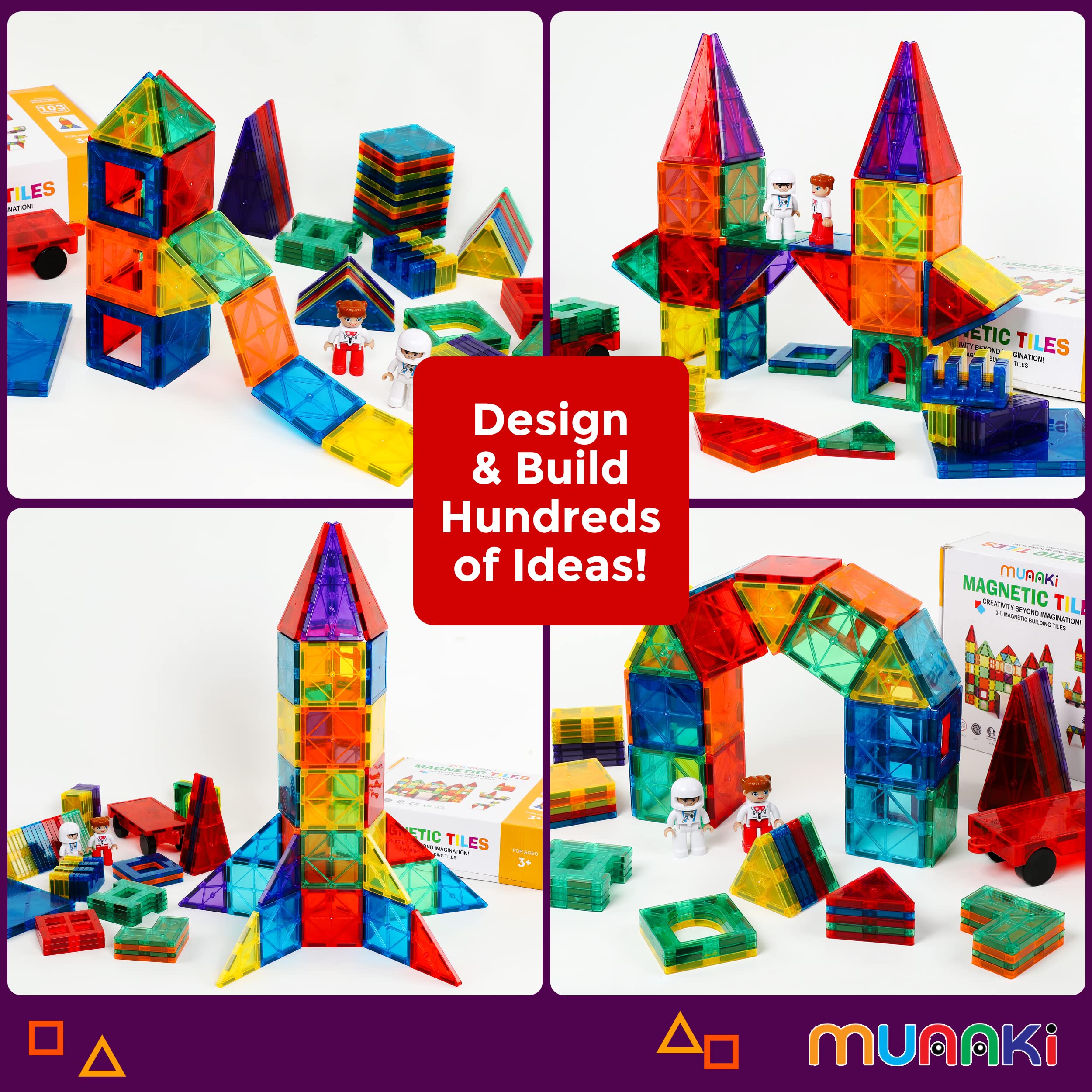 100 Pcs Magnetic Building Blocks for Kids Ages 4-8 | STEM Educational Toys with 2 Characters | Preschool Learning Toys for Creativity & Development | Perfect for Classroom, Home Play & Gift Giving
