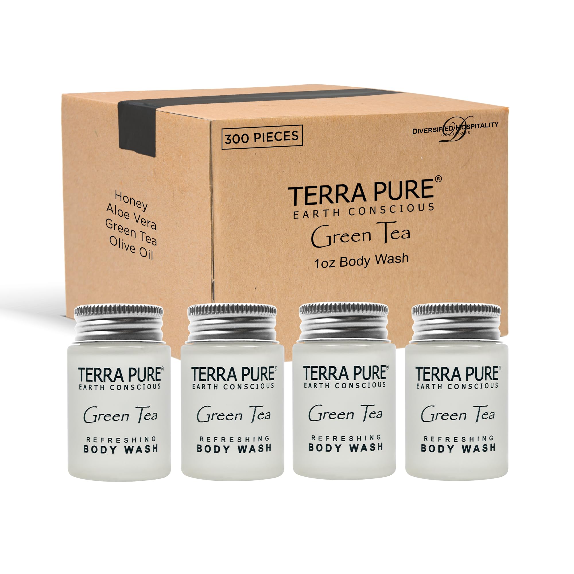 Terra Pure Shampoo, Conditioner & Body Wash Travel Size Set - 1 oz Bottles (Pack of 300) | Hotel Amenities & Personal Care Essentials for Travel, Gym & Hospitality Use