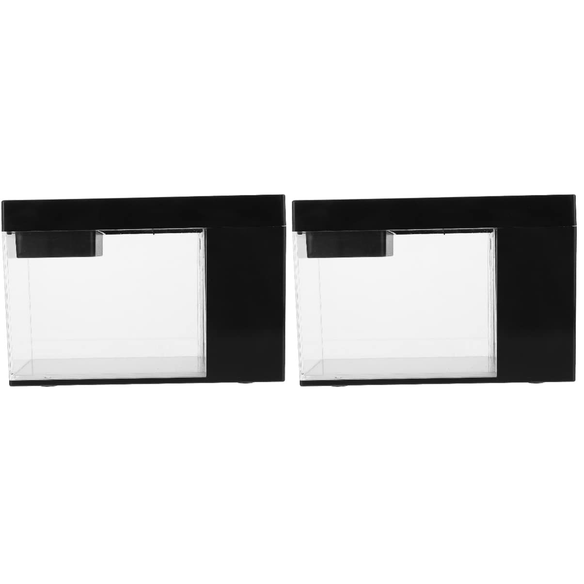 2 Pack Small Acrylic Betta Fish Tank - Desktop Mini Aquarium Starter Kit with Fish Bowl for Office Decor & Home Use | Perfect for Small Fish, Tabletop Display & Relaxation