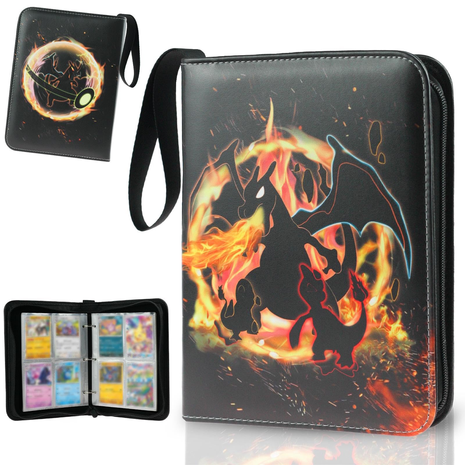 Pokemon & MTG Card Binder - 4 Pocket Waterproof Trading Card Holder with Sleeves - Stores 400 Game Cards for Collectors & TCG Players - Perfect for Tournaments, Storage & Display