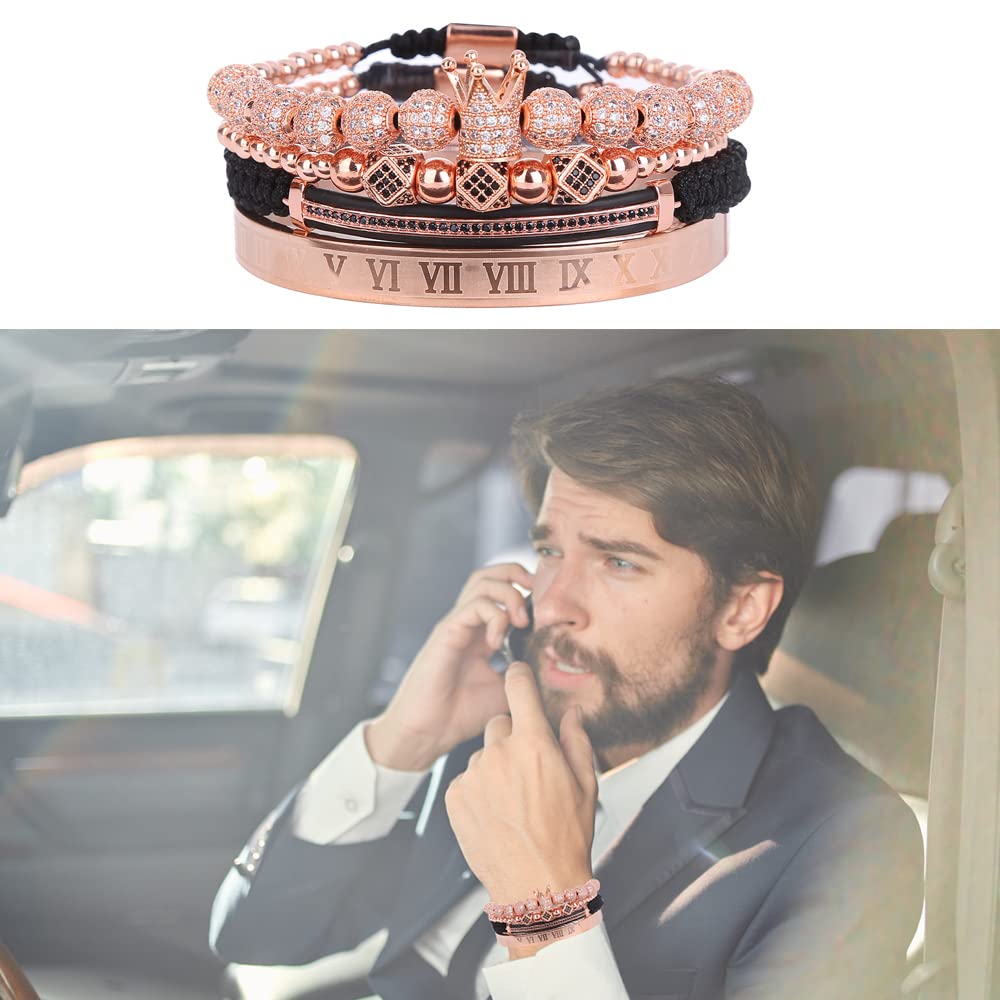 Men's Beaded Bracelet - Stainless Steel Micro Pave Zircon Cuff Bangle for Men & Women | Trendy Unisex Jewelry for Casual Wear, Date Night & Gifts