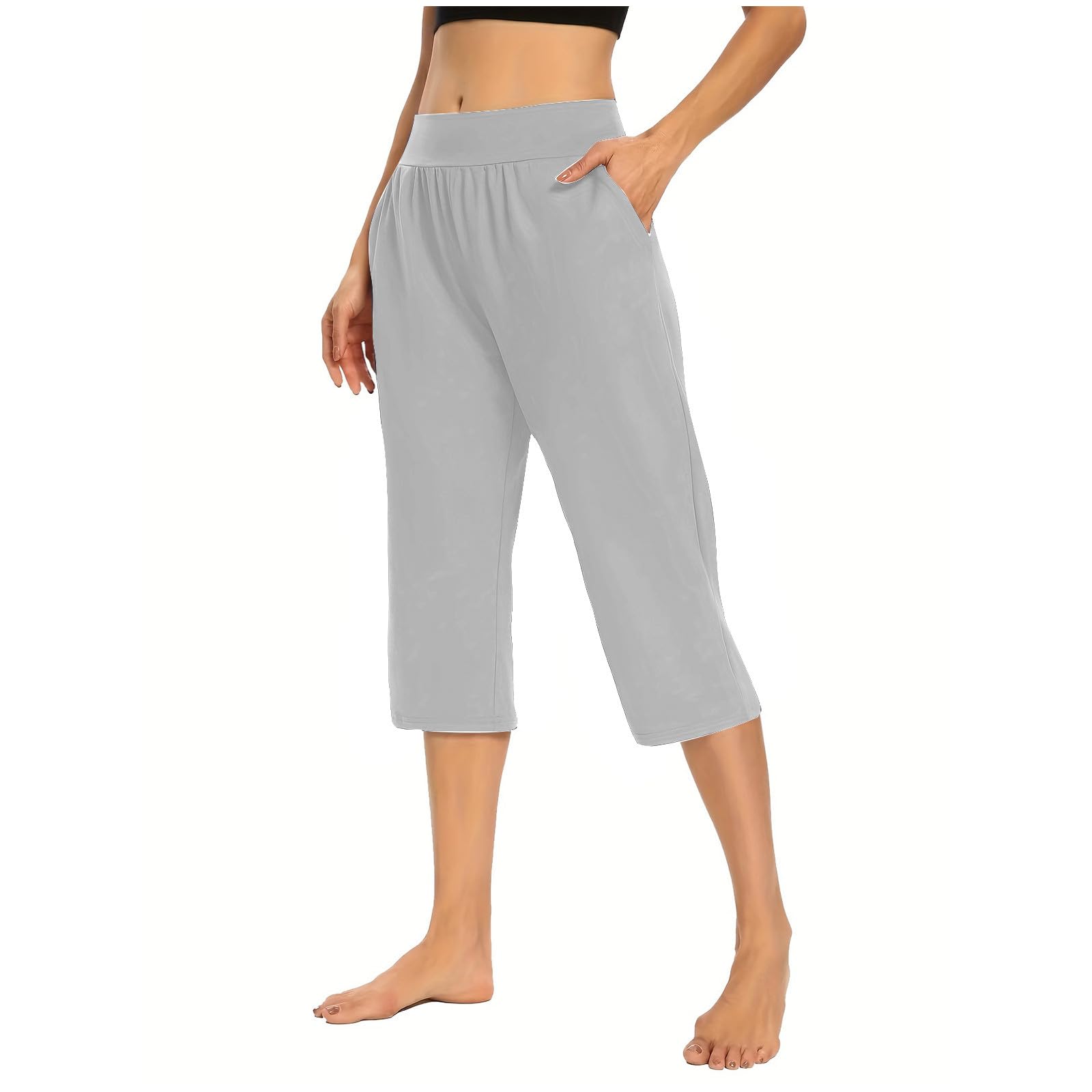 Women's High Waisted Capri Leggings with Pockets - Summer Yoga Pants for Workout, Casual Wear & Plus Size Activewear | Perfect for Gym, Running, Lounge & Travel