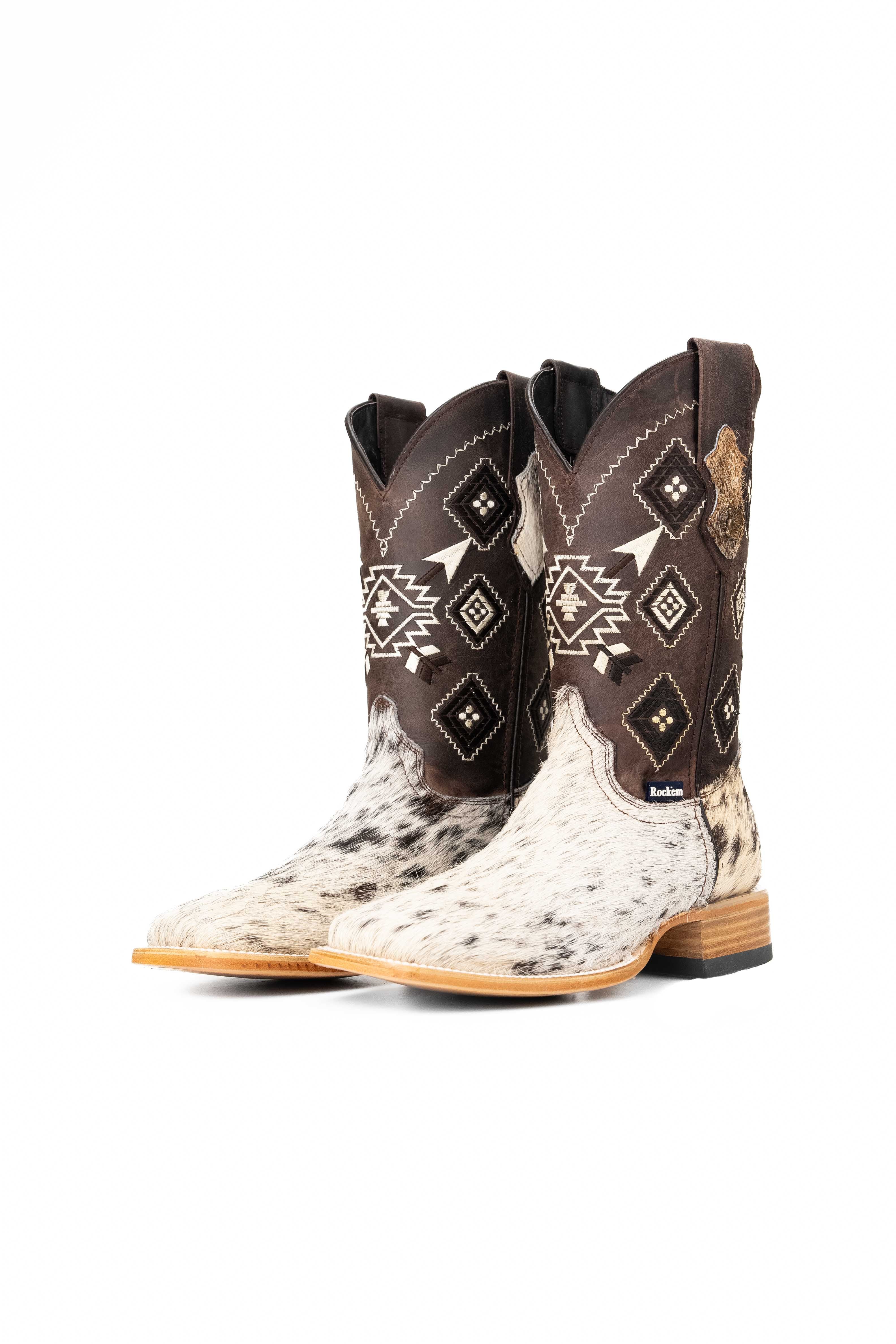 Authentic Men's Cowhide Square Toe Cowboy Boots - Size 7.5 (US) - Durable & Comfortable Western Boots for Riding, Country Dancing & Outdoor Adventures