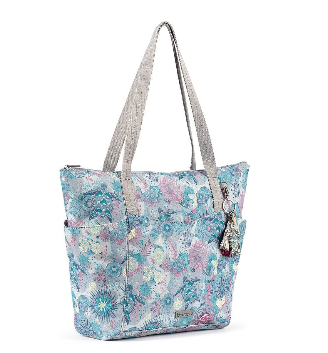 Sakroots Tacoma Eco-Twill Tote Bag - Reusable Grocery Shopping Tote for Women, Eco-Friendly Cotton Canvas Tote with Pockets - Perfect for Work, Beach, Travel & Farmers Market