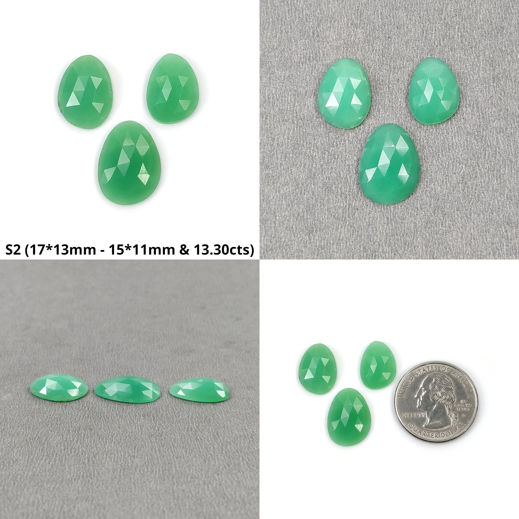 Natural Untreated Green Chrysoprase Gemstone Rose Cut - 3pc & 7pc Sets of Uneven Shaped Stones for Jewelry Making, Healing Crystals & Spiritual Gifts