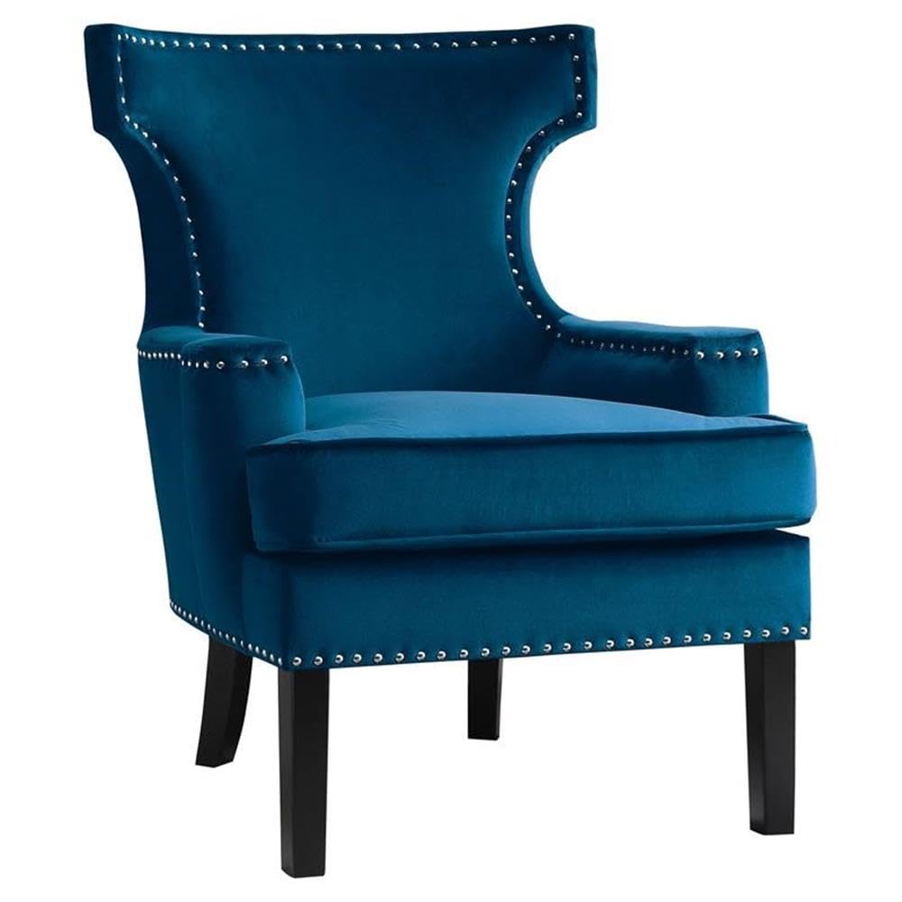 Homelegance Jacinta Velvet Accent Chair - Navy Blue Upholstered Living Room Chair for Home Decor, Bedroom Seating & Office Furniture