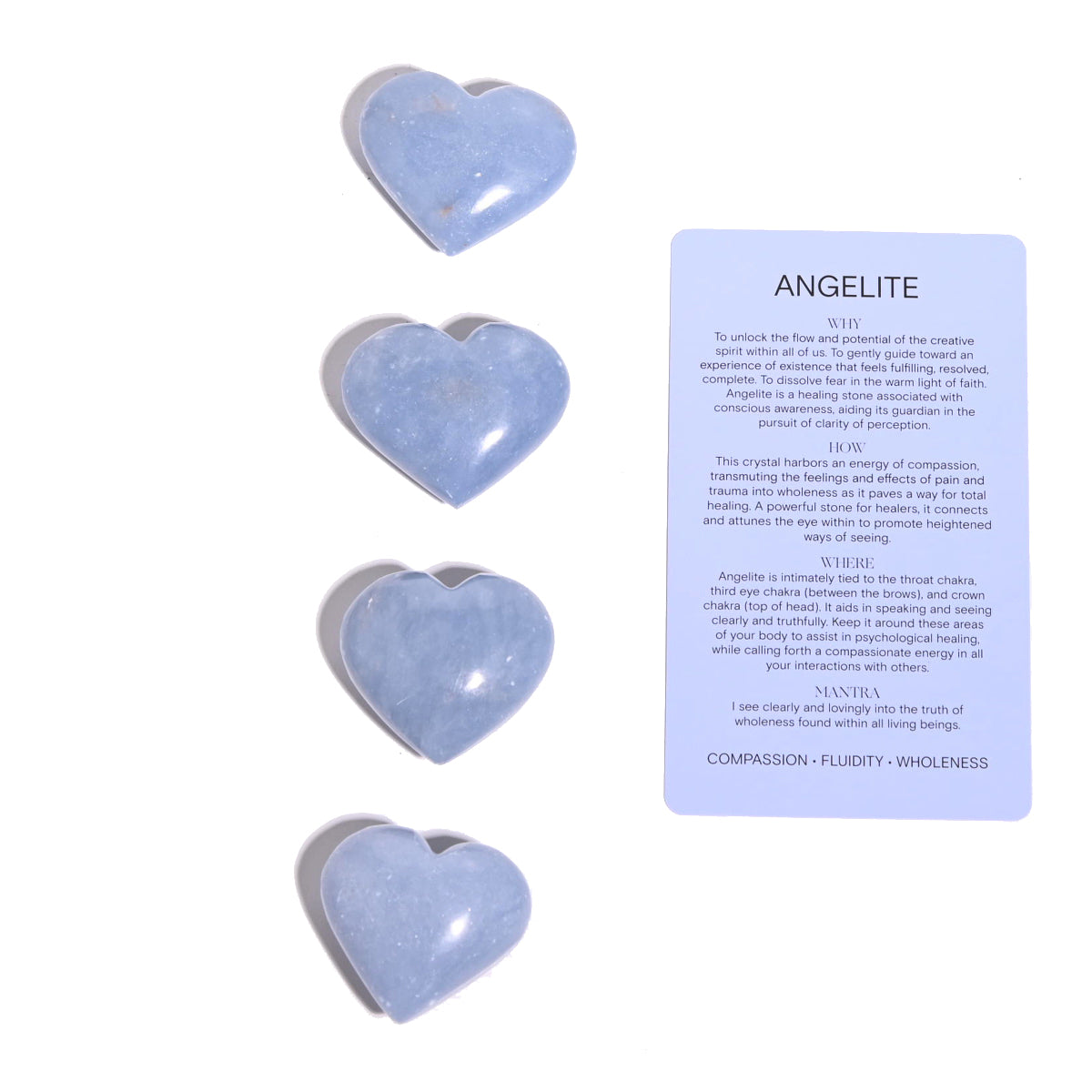 Angelite Heart Pendant Necklace - Natural Blue Angelite Stone Jewelry for Healing & Protection - Perfect for Meditation, Reiki & Spiritual Gifts