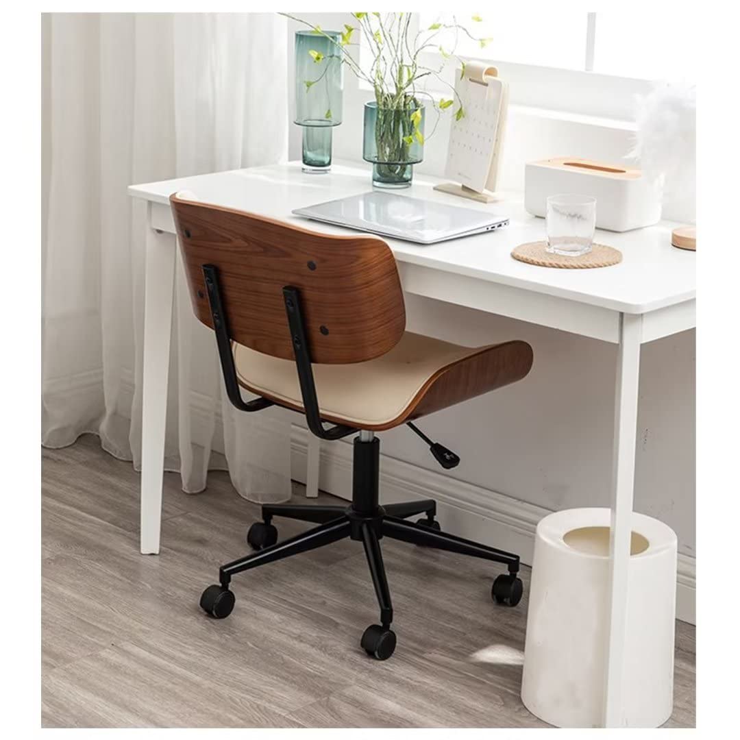 Ergonomic Home Office Chair with Wheels - Adjustable Height, Soft Upholstered Seat, Swivel Mid-Back Computer Desk Chair (White) - Perfect for Remote Work, Gaming & Study Sessions