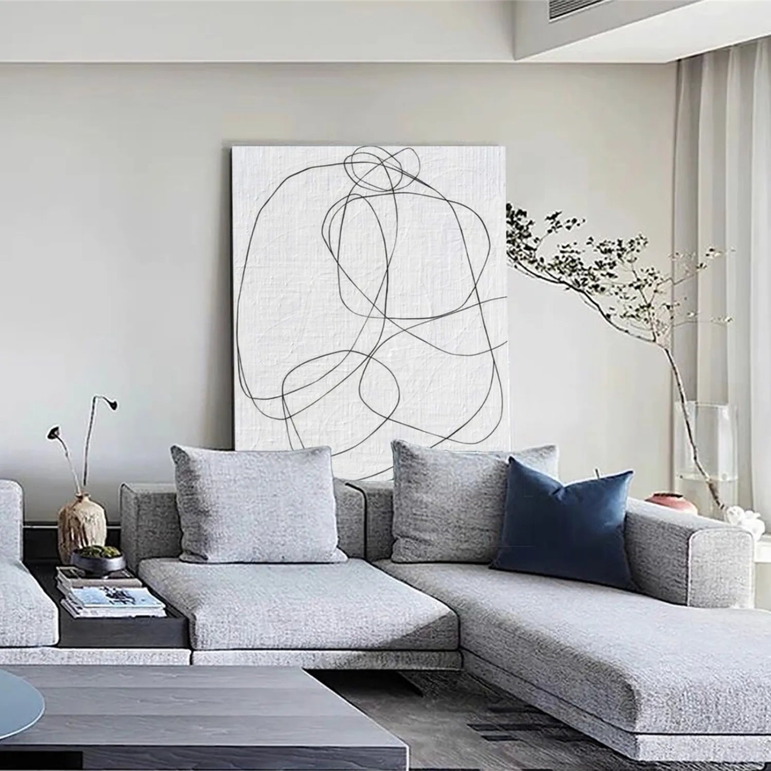 Abstract Painting #AB 199 - Modern Wall Art Decor for Living Room, Bedroom & Office - Unique Handmade Canvas Artwork