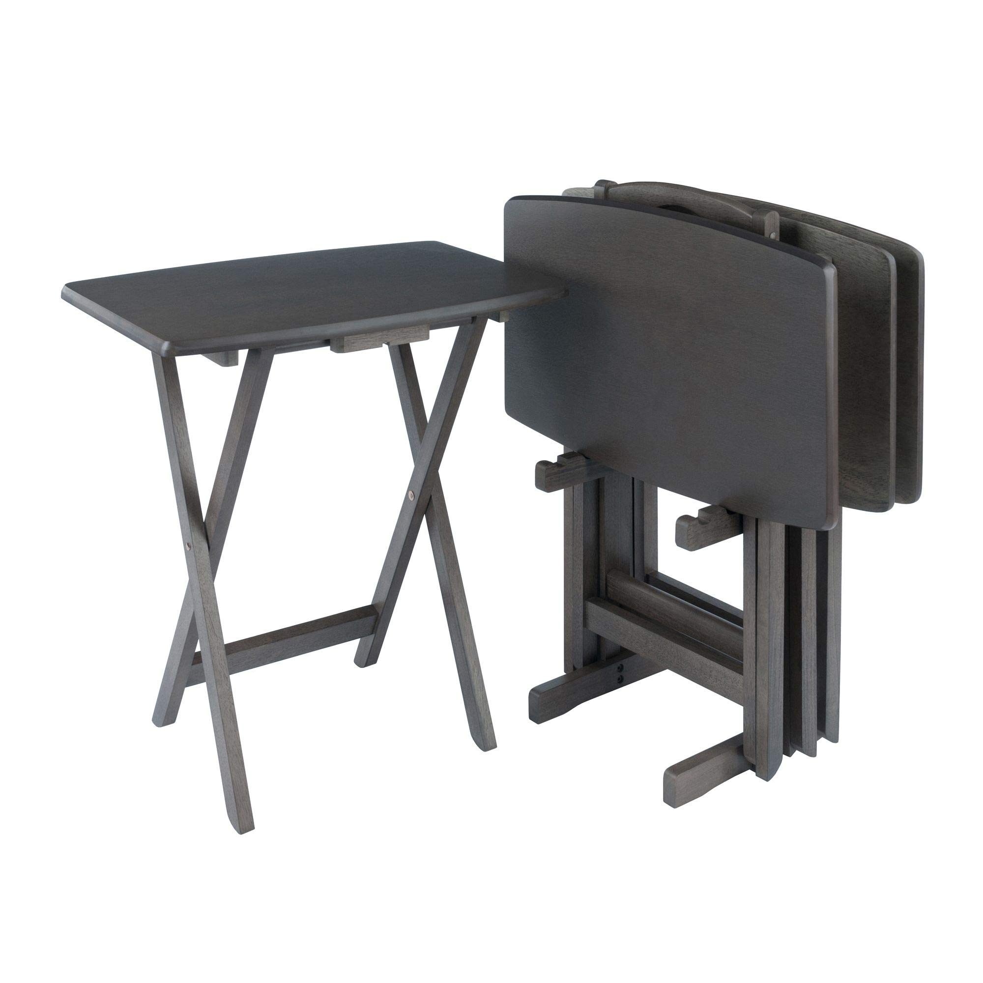 5-Piece Oyster Gray Modern Oversized Snack Table Set - 25.5 Inch Square Coffee Table for Living Room, Patio & Small Space Decor