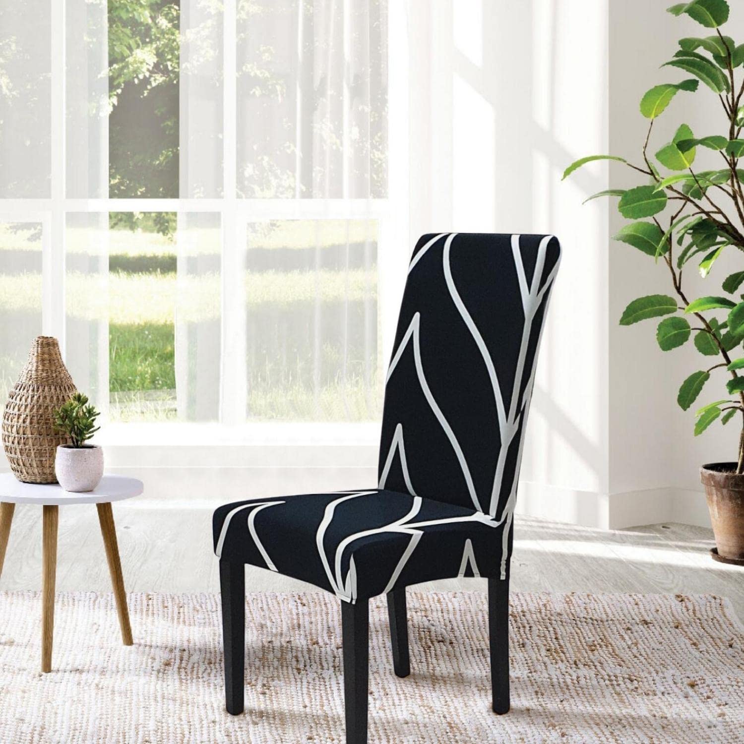 Premium Black Stretch Dining Chair Covers 6-Pack - Spandex Slipcovers for Kitchen & Parsons Chairs - Washable Seat Protectors for Home, Restaurant & Party Decor (Luxe Black, Set of 6) - Perfect for Weddings, Holidays & Everyday Dining Protection