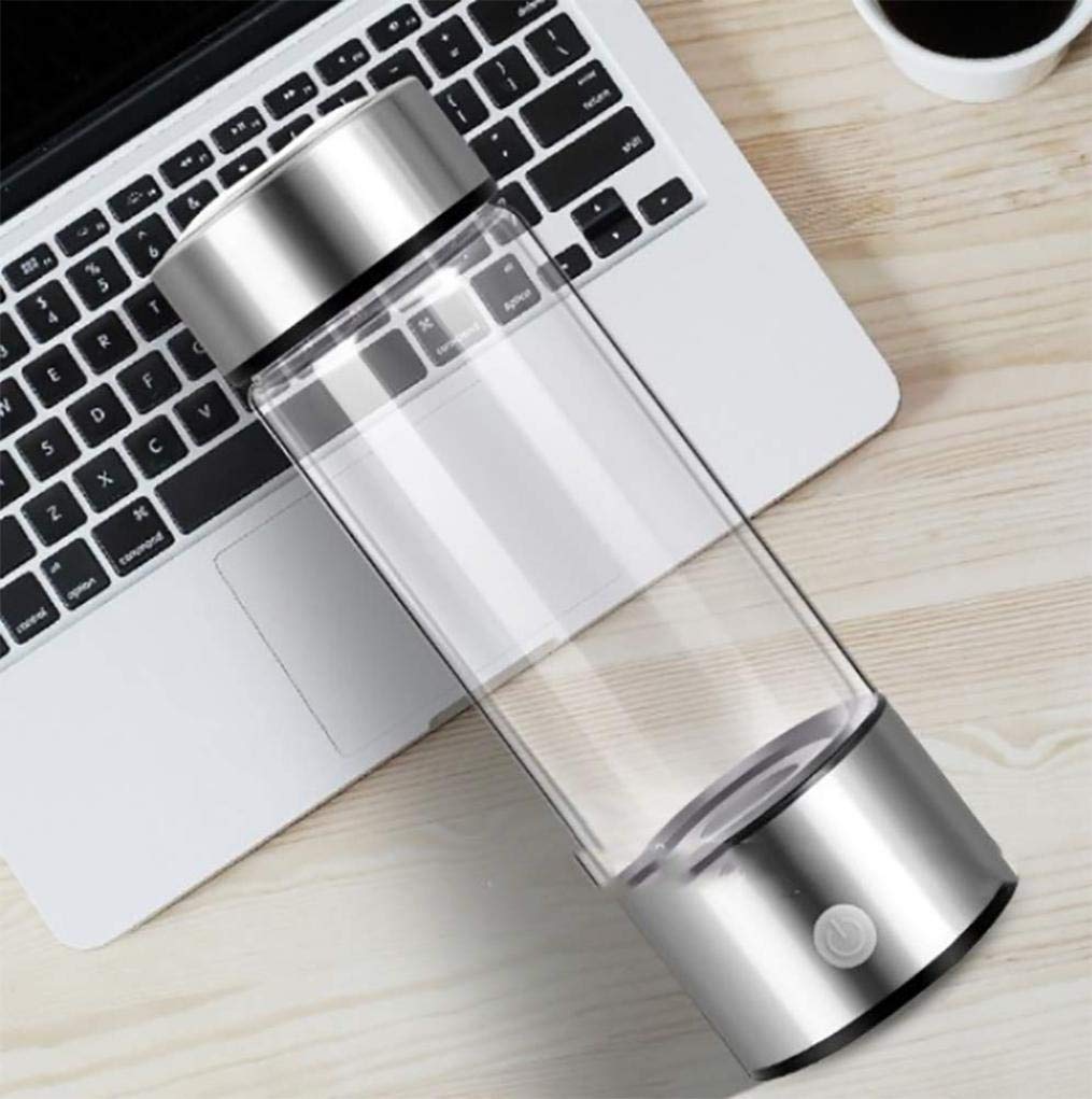 Premium Glass Hydrogen Rich Water Bottle with Stainless Steel Lid - Alkaline Energy Cup & Ionized Water Generator - Perfect for Hydration, Detox & Wellness at Home, Gym or Travel