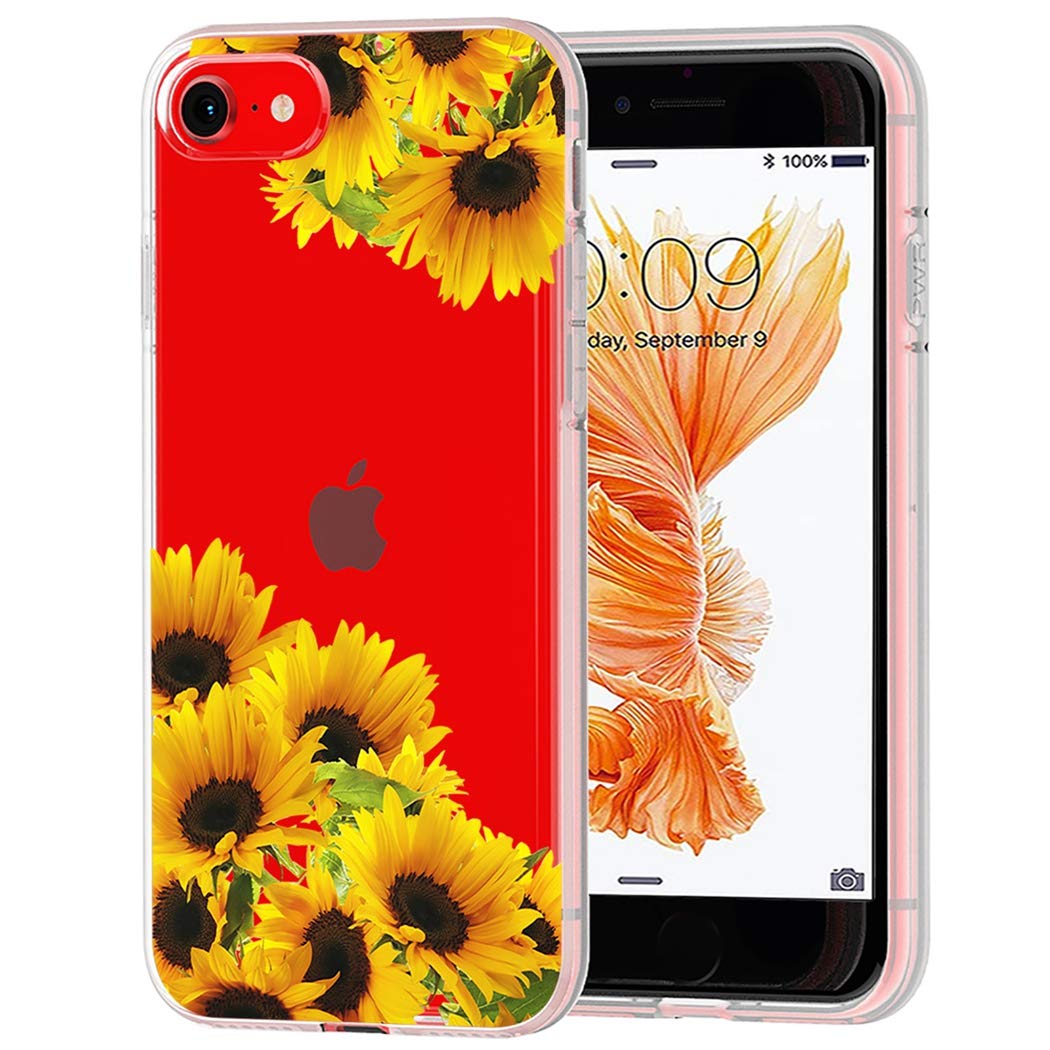 Cute Clear Slim Shockproof Sunflower TPU Phone Case for iPhone 5S/5/SE (2016) - Soft Protective Cover for Girls, Perfect for Everyday Use & Gifts