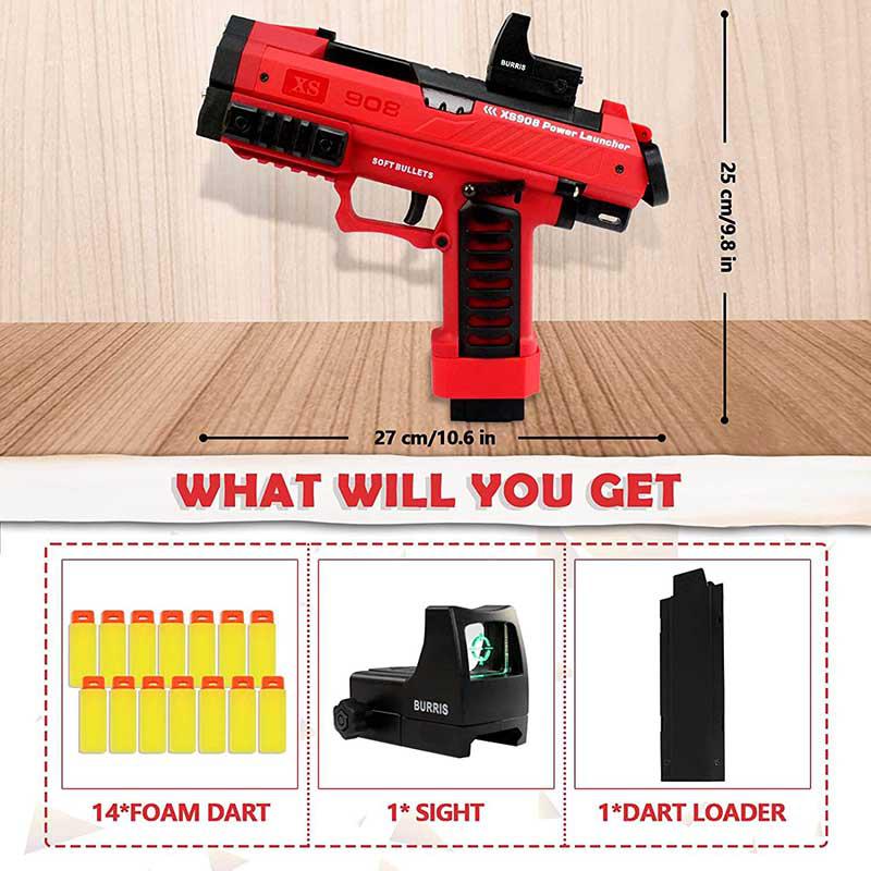 XS908 Raptor Foam Dart Blaster Toy - High Performance Foam Blaster Gun for Kids & Adults - Outdoor & Indoor Nerf Battle Games, Backyard Play, Team Competitions