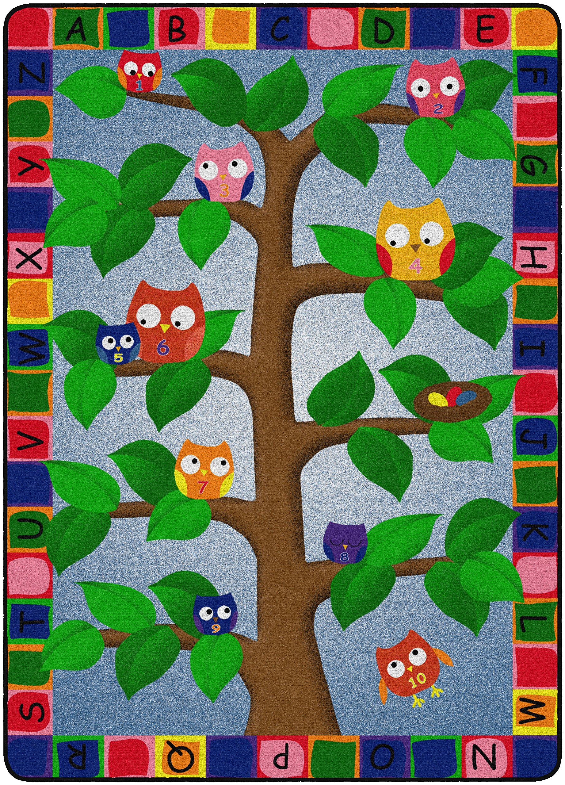 Alphabet Owls Educational Area Rug for Kids - 6' x 8'4