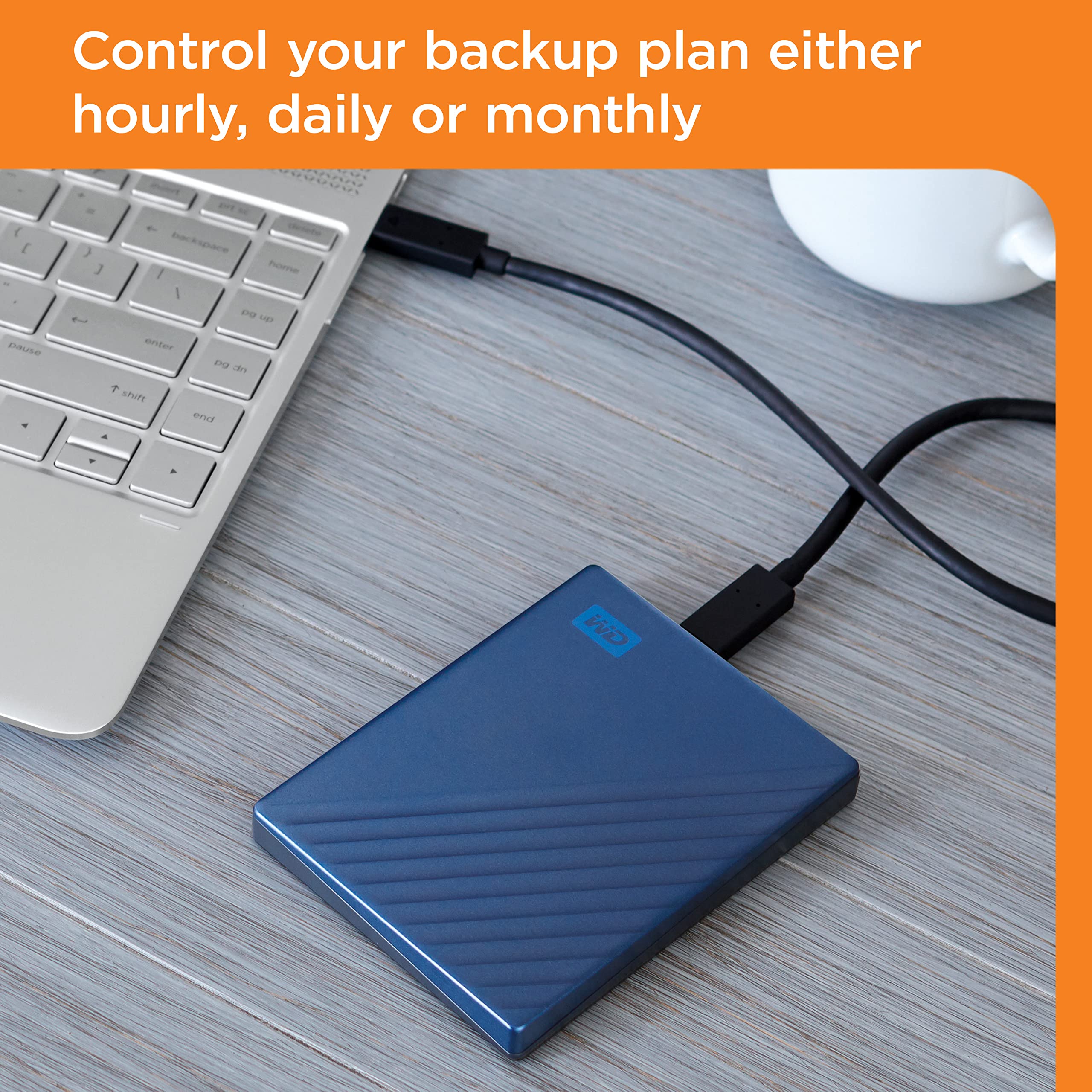 WD 6TB My Passport Ultra Portable External Hard Drive - USB-C & USB 3.1 - Password Protection & Ransomware Defense - Backup Storage for Mac, PC, Laptop, Gaming - Blue (WDBEJA0060BBL-WESN) - Perfect for Travel, Office & Home Data Backup