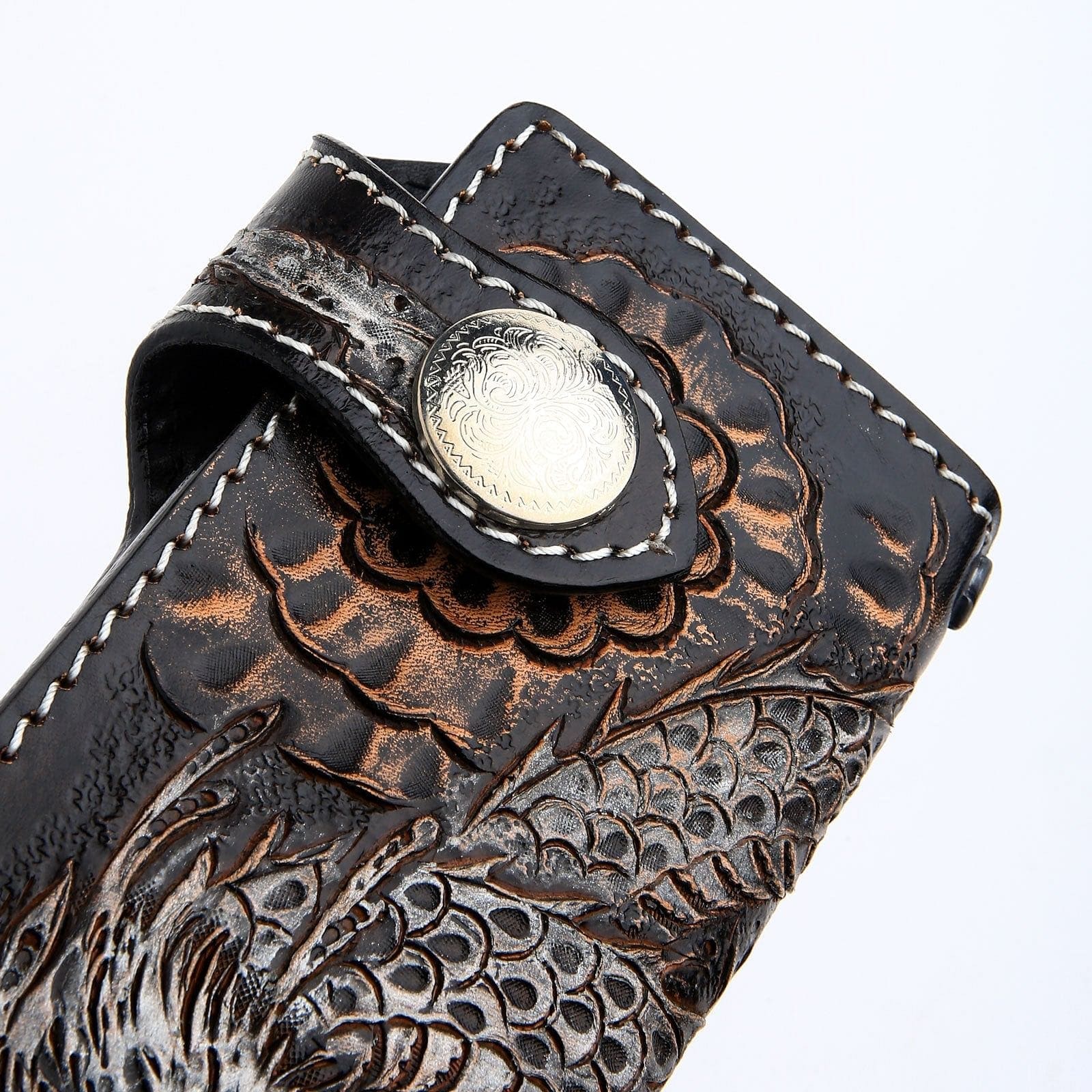 Premium Genuine Leather Biker Wallet for Men - RFID Blocking - Dragon Rider Design - Perfect for Motorcycle Enthusiasts & Gift Giving