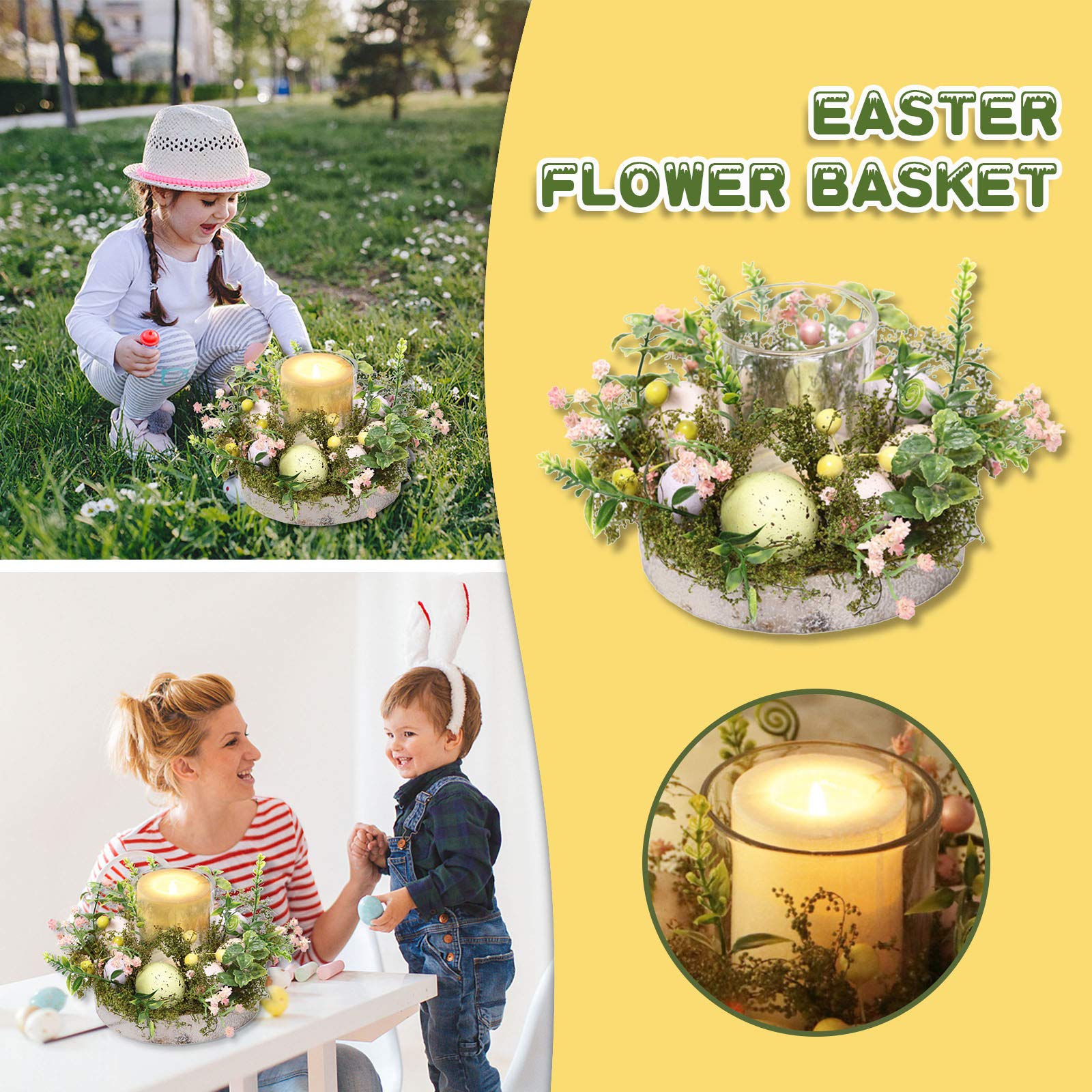 Nordic Creative Glass Plant Candlestick Holder - Natural Home Decor for Easter, Christmas & Party (Multicolor) | Perfect for Table Centerpieces, Fireplace Mantels & Holiday Displays