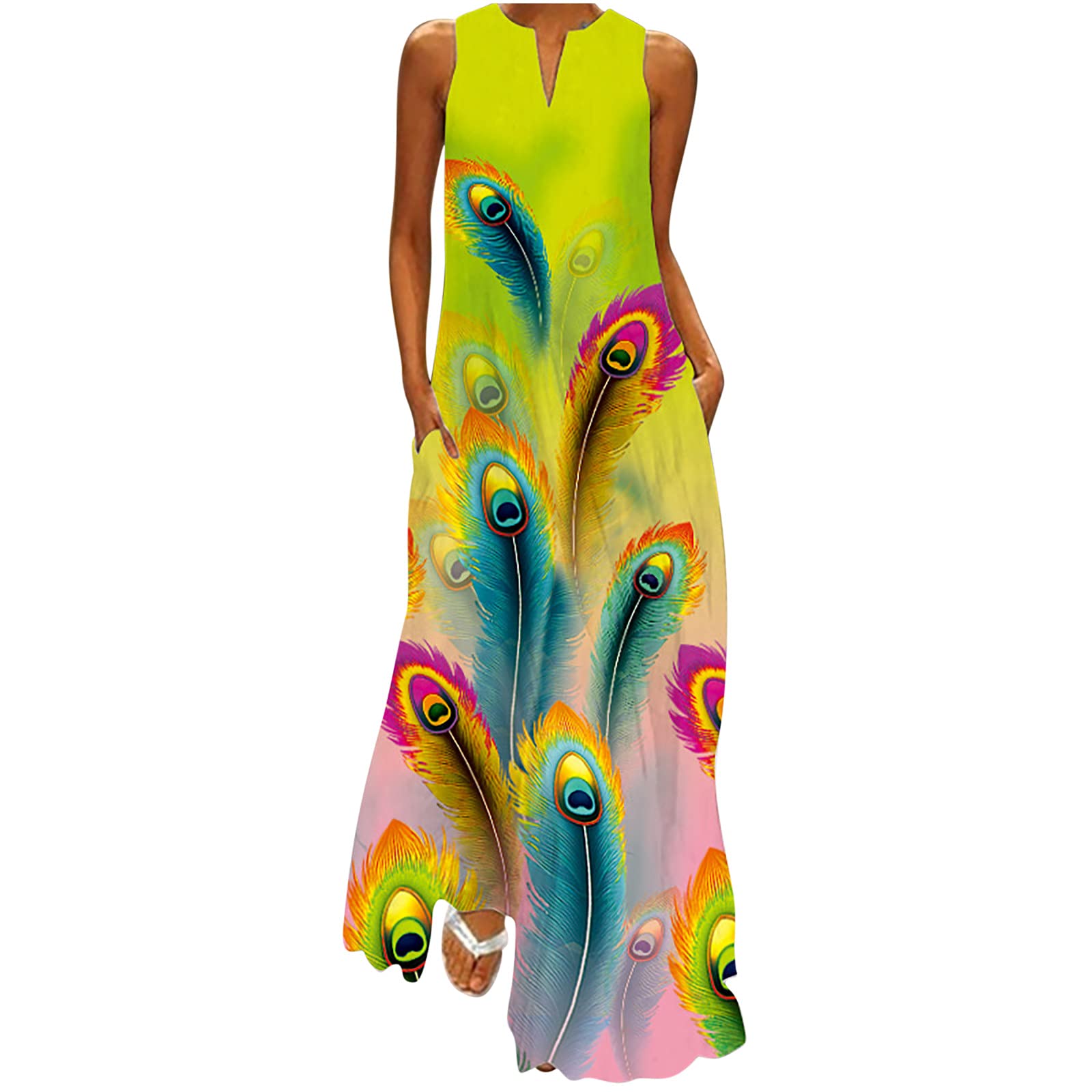 Women's Floral Maxi Dress - Boho Summer Beach Sundress with Pullover Tank Top, Casual Long Dress for Daily Wear | Perfect for Vacations, Outdoor Parties & Relaxing Getaways