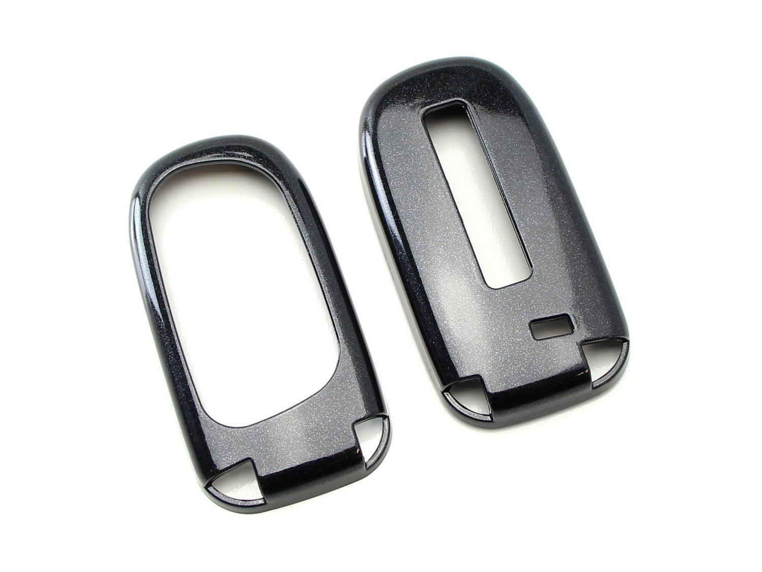 Premium Glossy Metallic Black Smart Key Fob Cover Replacement - Exact Fit for Jeep Dodge Chrysler Vehicles | Durable Protection & Stylish Upgrade for Car Keys