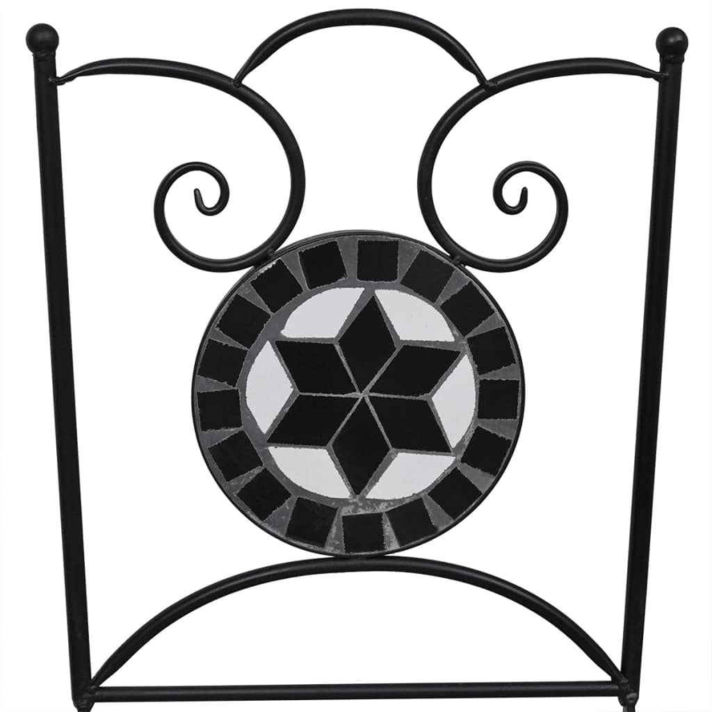 3 Piece Black and White Ceramic Tile Bistro Set - Cast Aluminum Outdoor Dining Chairs & Table for Patio, Garden, Yard - Antique Copper Finish | Perfect for Small Spaces, Balcony Decor & Coffee Time