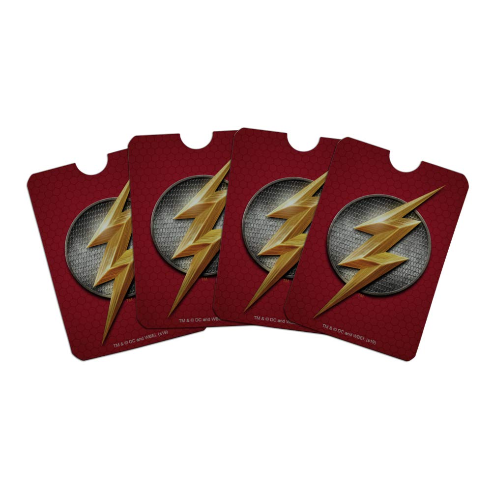 Justice League Movie Flash Logo RFID Blocking Credit Card Holder - Set of 4 Wallet Protectors for Contactless Security | Perfect for Travel, Shopping & Identity Theft Protection