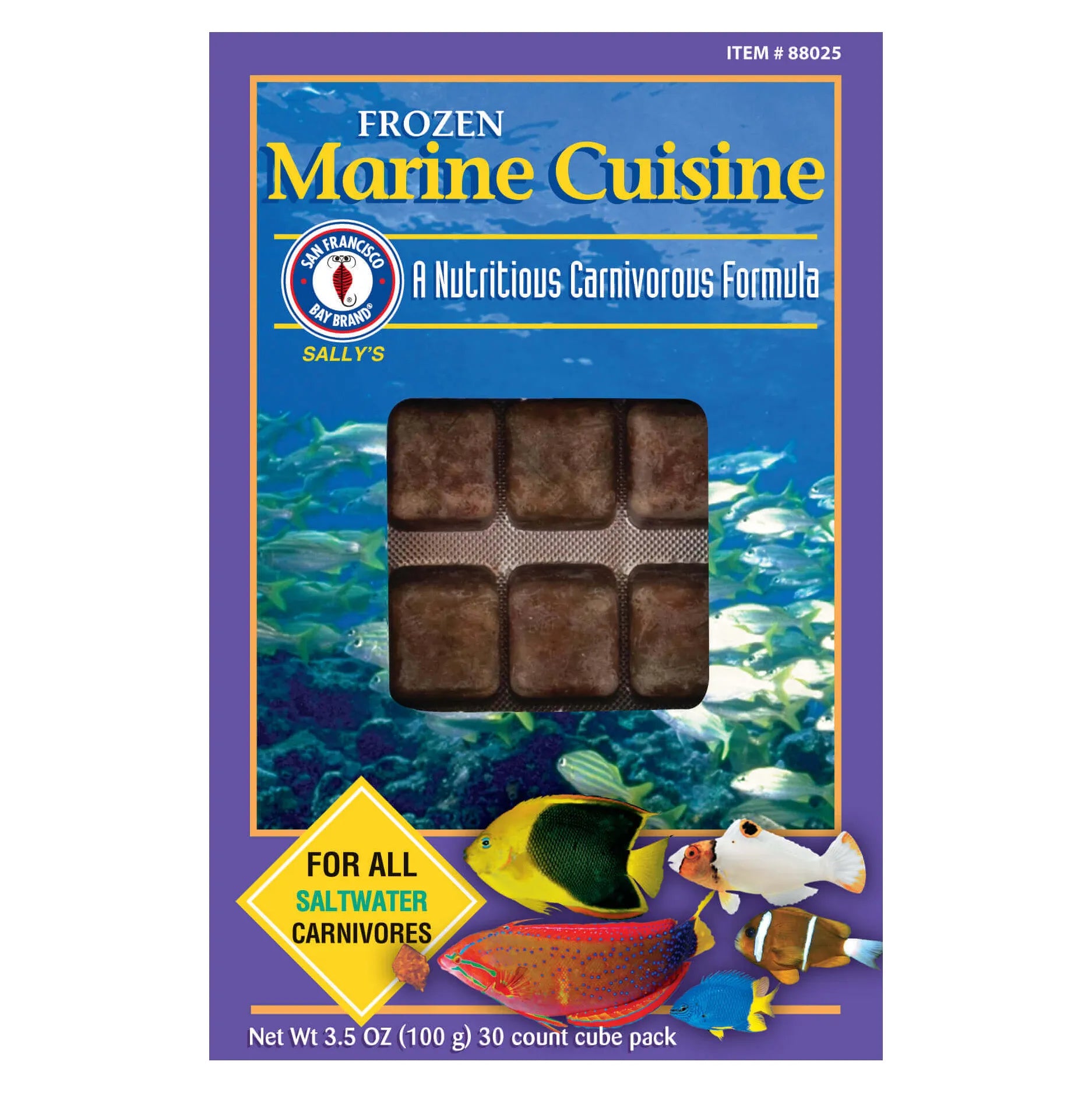 San Francisco Bay Brand Premium Frozen Marine Cuisine 3.5oz Cubes - High Protein Fish Food for Saltwater & Freshwater Aquariums, Ideal for Tropical Fish, Clownfish & Marine Life