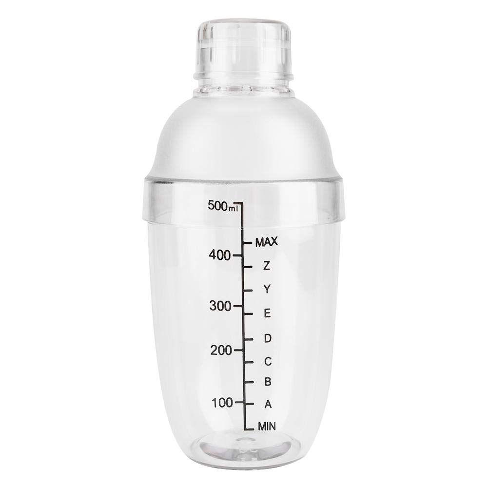 Premium 500ML Plastic Cocktail Shaker - Transparent PC Drink Mixer with Measurement Scales & Leak-Proof Lid - Perfect for Milk Tea, Cocktails, Protein Shakes & Bar Use at Home or Professional Bartending