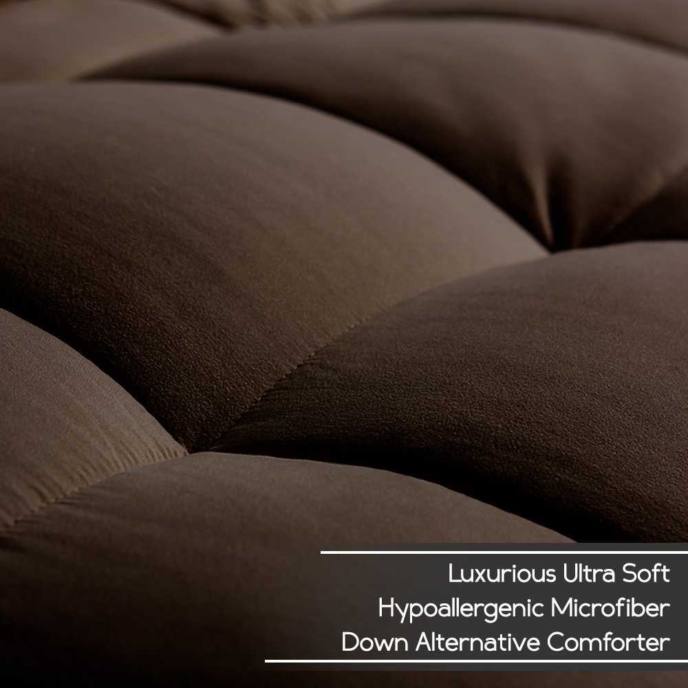 Ivy Union Twin Extra Long Down Alternative Comforter Set - Soft Chocolate Brown Bedding for Dorm, Guest Room & Apartment - Hypoallergenic & Machine Washable