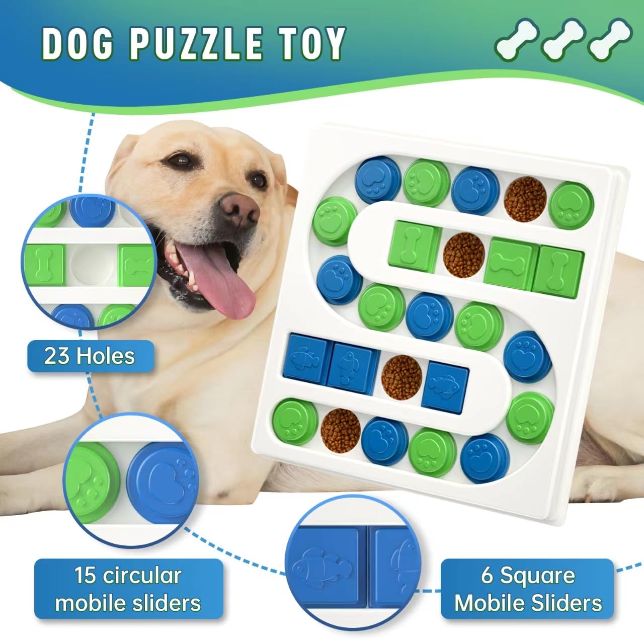 Interactive Dog Puzzle Toys for IQ Training & Mental Enrichment - Slow Feeder Treat Dispenser for Small Medium Large Dogs - Perfect for Boredom Relief & Indoor Playtime