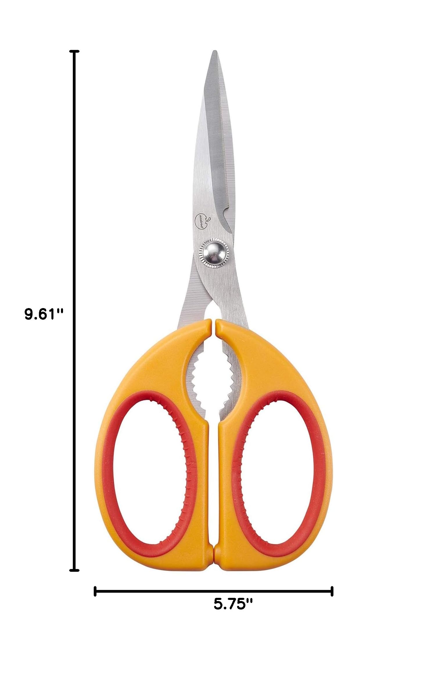 Mastrad Nut Cracker Kitchen Scissors - Soft Grip Stainless Steel Shears with Ergonomic Handles, Easy Cleaning, Orange/Raspberry (F24004) for Cutting Nuts, Herbs, and Poultry