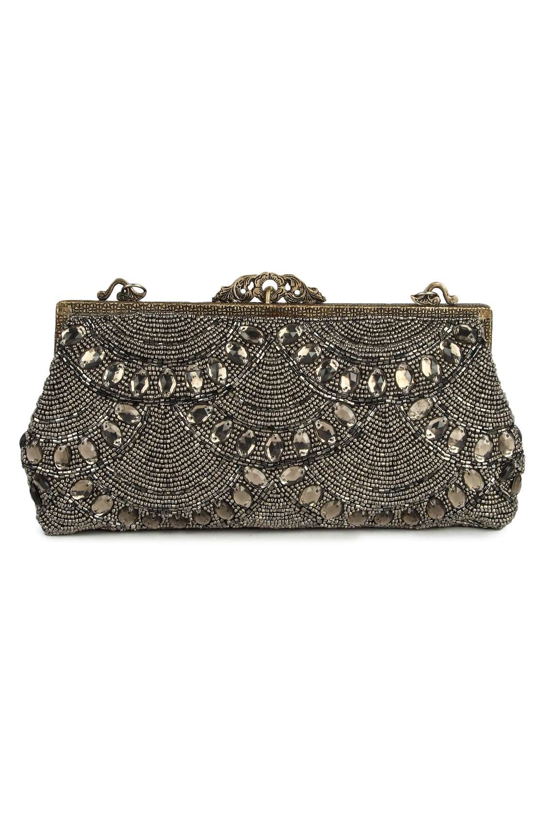 Vintage Emma Handbag with Antique Silver Brass Frame - Elegant Evening Clutch for Parties, Weddings & Special Occasions