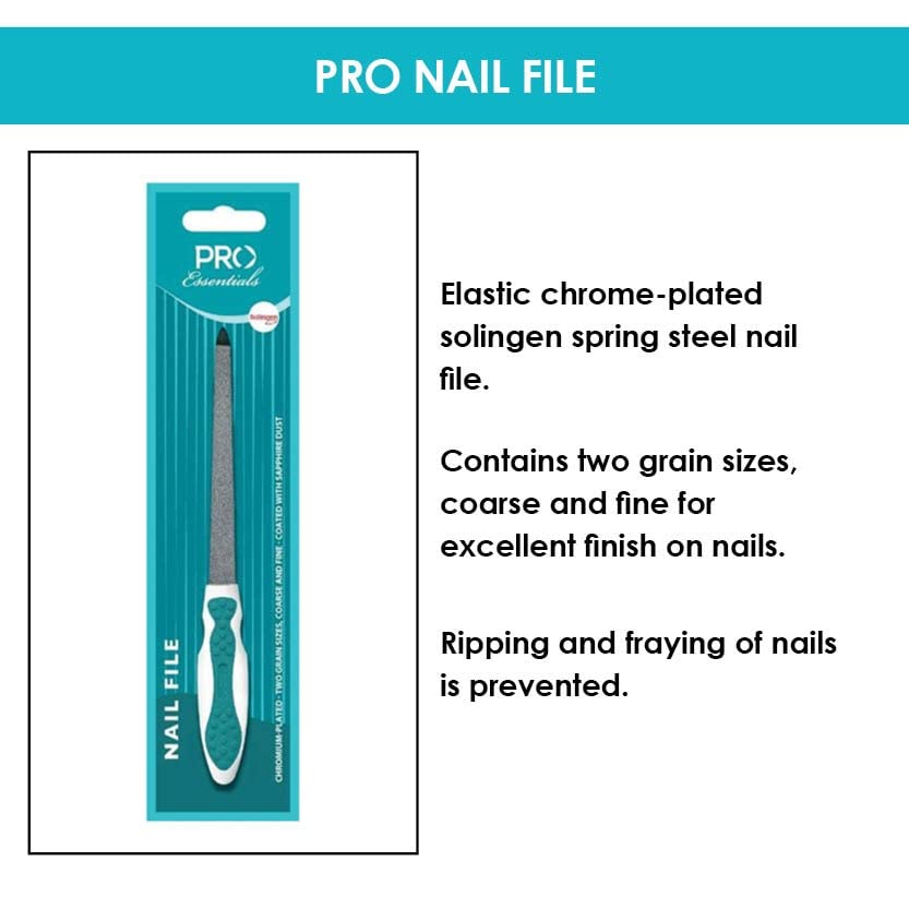 Premium Nail File for Manicures & Pedicures - PRO Essentials Turquoise Nail Filer | Reusable & Durable Nail Care Tool | Perfect for Home, Salon & Travel Use
