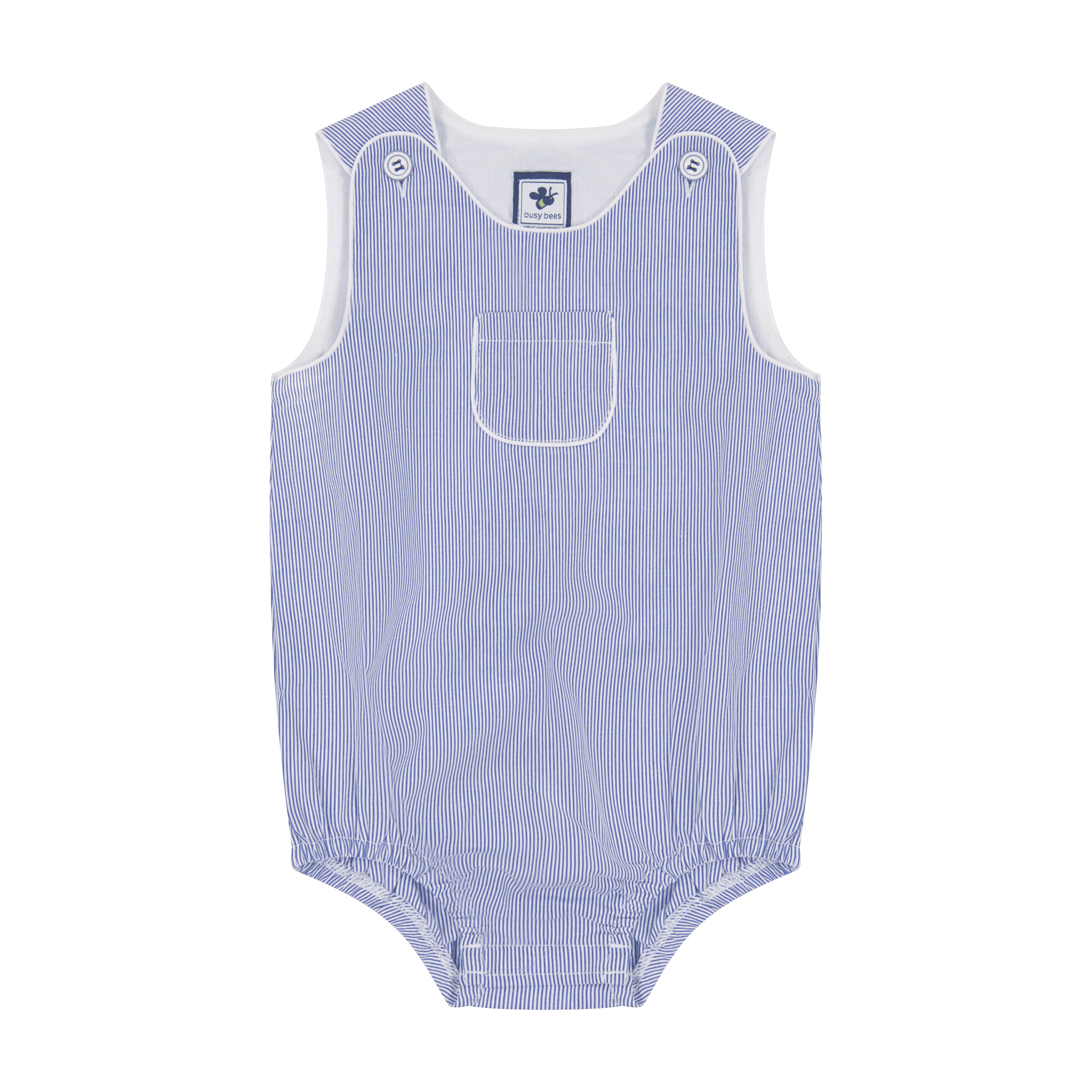 Windsor Baby Bubble Navy Seersucker Stripe Romper - Soft Cotton Summer Outfit for Boys & Girls - Perfect for Beach, Picnic, and Family Photos