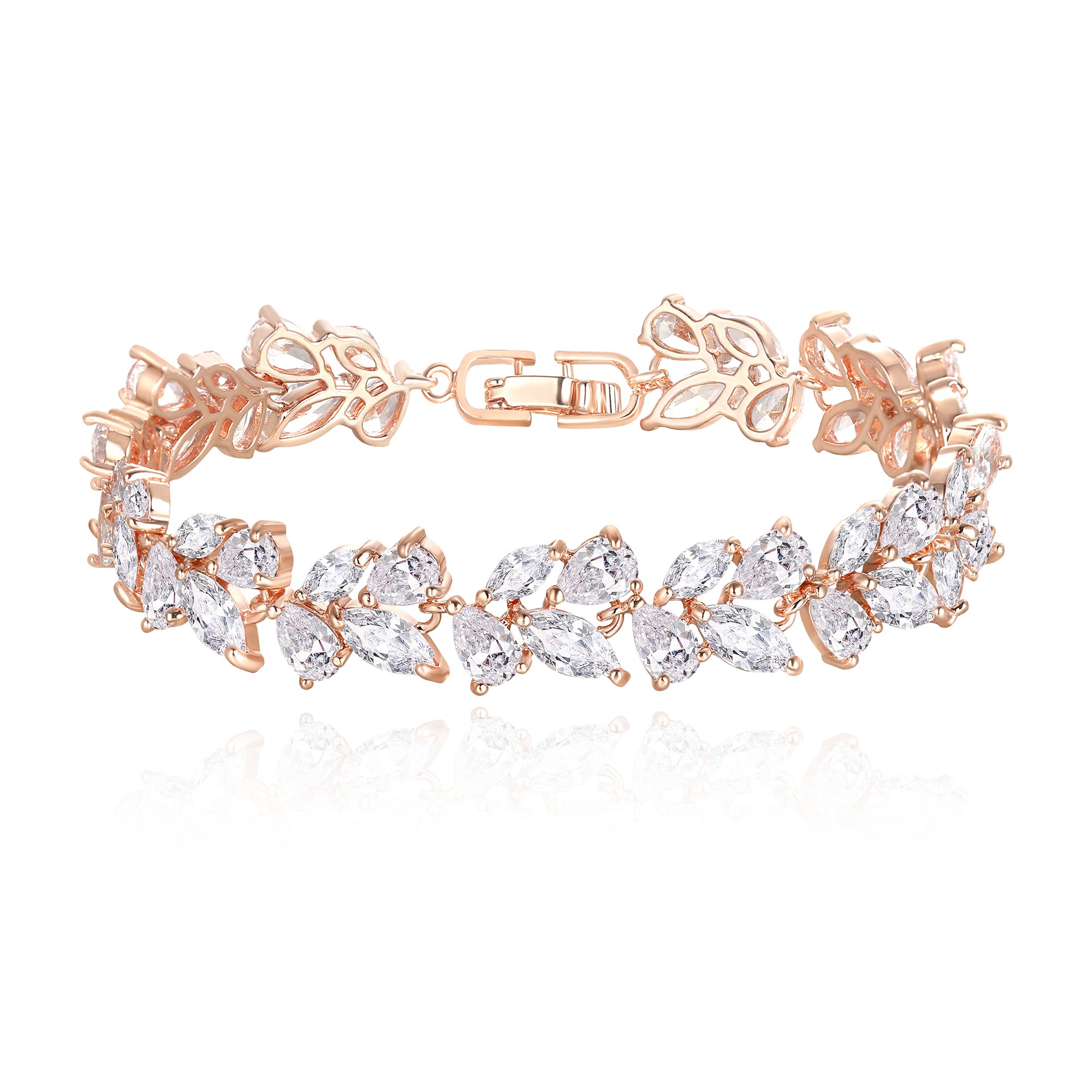 Elegant Marquise Teardrop Cubic Zirconia Tennis Bracelet for Weddings, Prom & Special Occasions - Silver/Gold/Rose Gold Plated Jewelry Gift for Women, Brides & Bridesmaids | Perfect for Anniversary, Valentine's Day & Formal Events