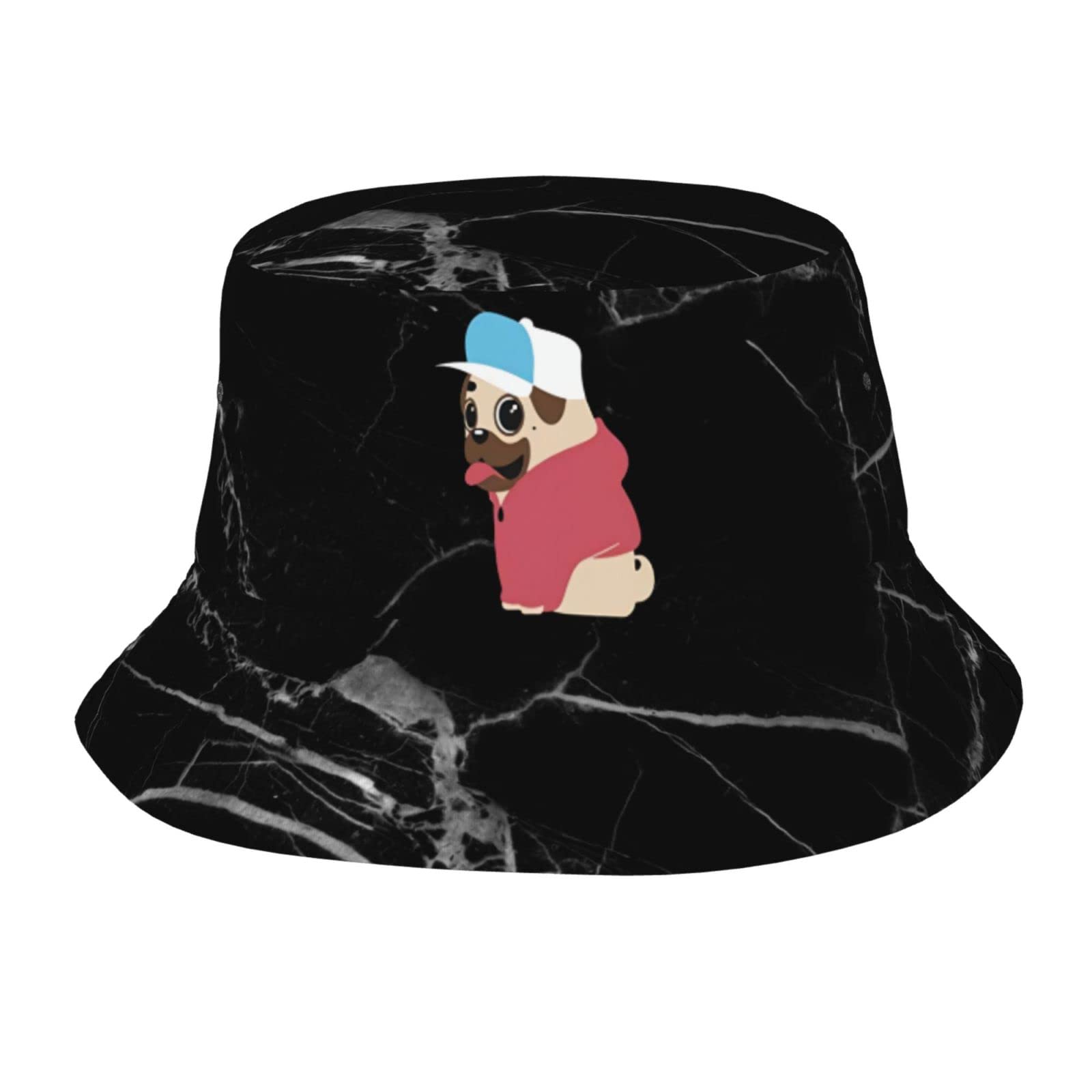 Suriohl Pug Love Bucket Hat - Cotton Summer Sun Hat for Women & Men, Black - Perfect for Beach, Fishing & Outdoor Activities