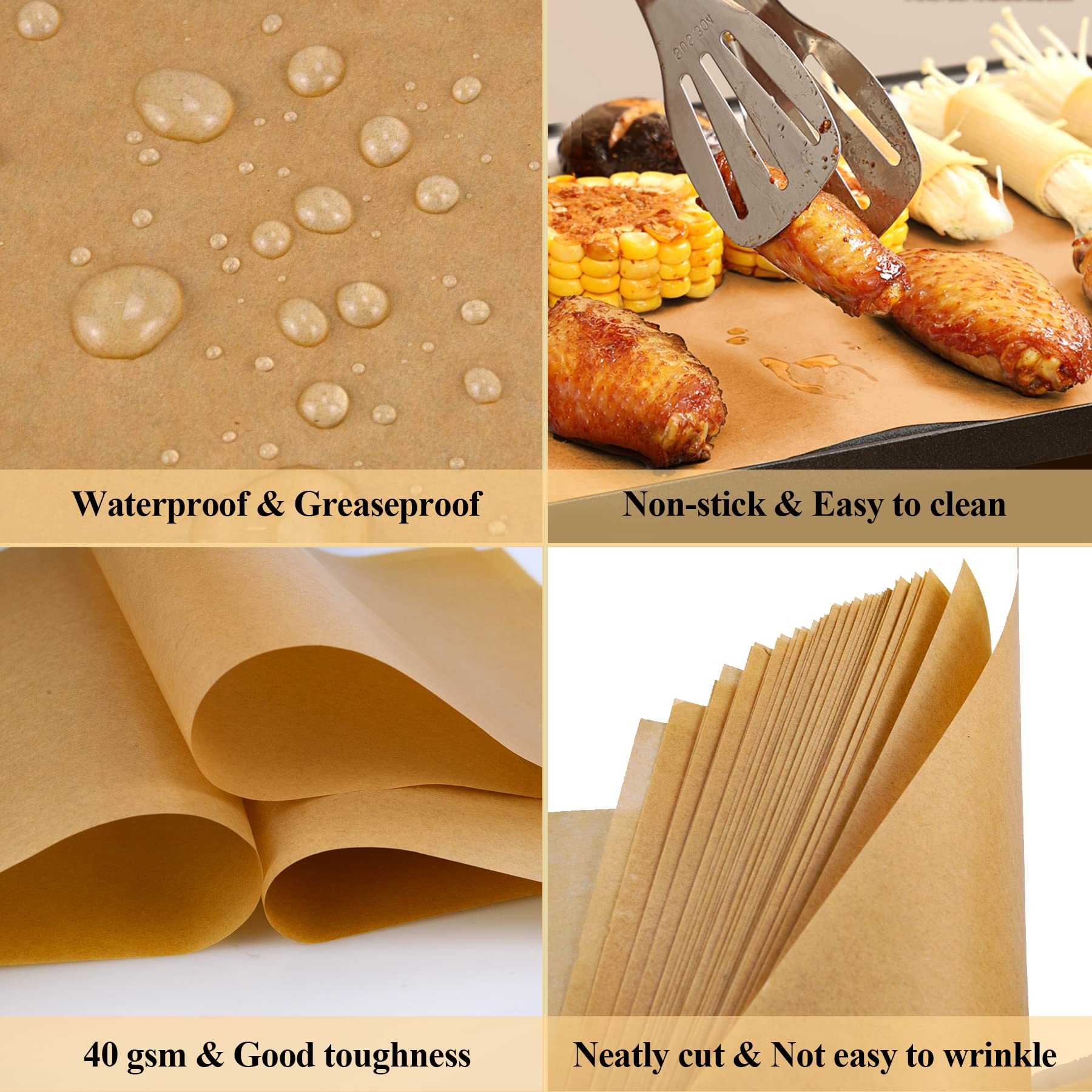 100PCS Unbleached Parchment Paper Sheets 12x16 Inch - Precut Baking Paper for Cookies, Cakes & Pastries - Half Sheet Pan Liner for Oven, Air Fryer & Toaster - Non-Stick Kitchen Baking Supplies for Home Bakers & Professional Chefs