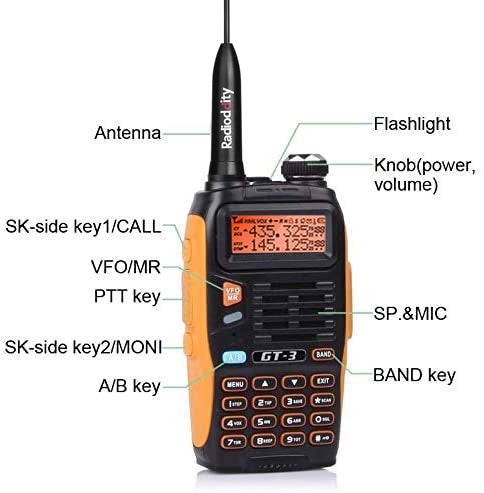 Baofeng GT-3 Mark II 10 Pack with Cable - Dual Band 5W Walkie Talkies with Enhanced Antenna & Built-in Flashlight - Ideal for Outdoor Adventures, Camping, and Emergency Communication