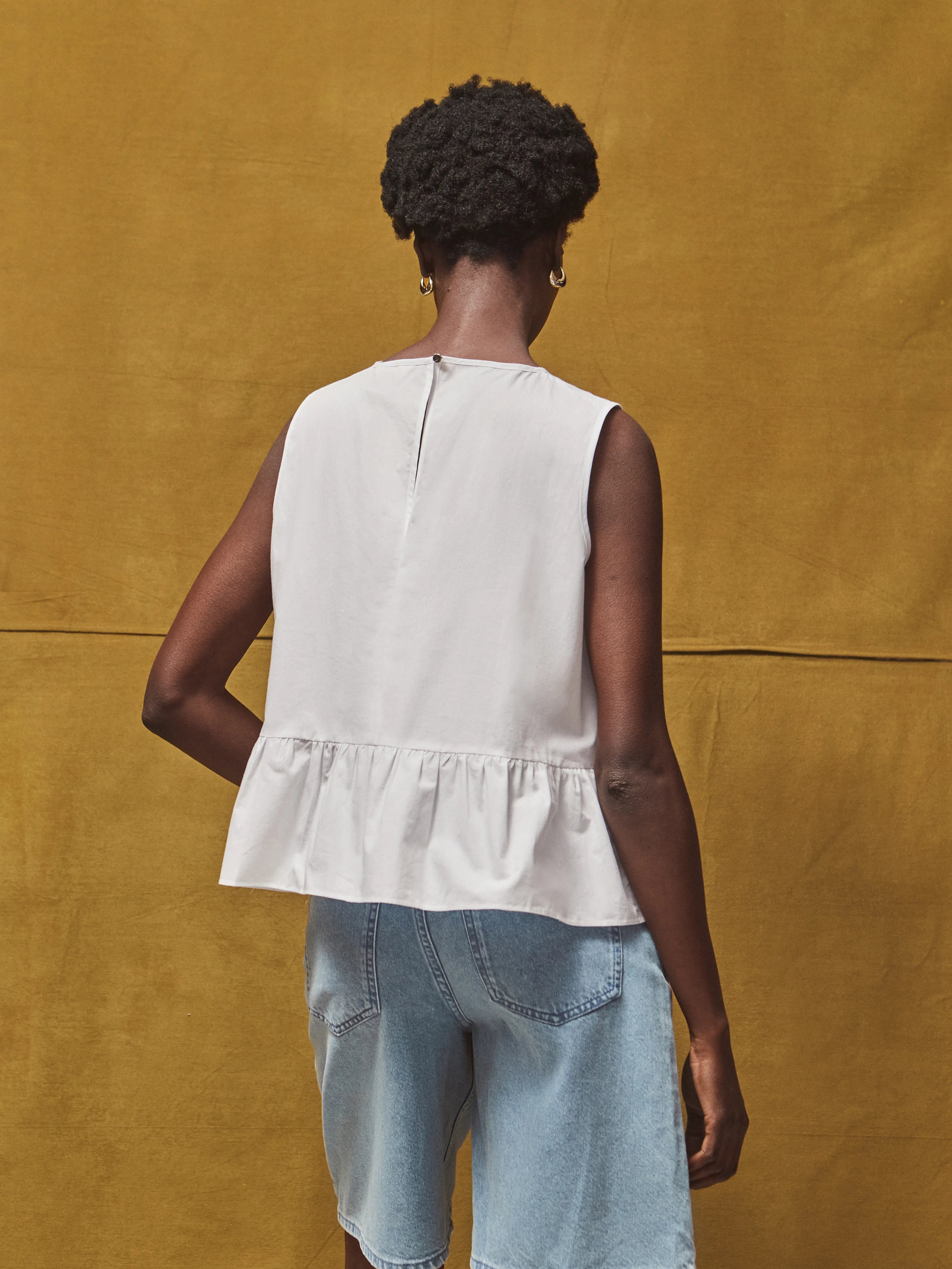 Elegant White Cotton Top with Frill Hem - Perfect for Casual Outings, Summer Dresses & Boho Fashion