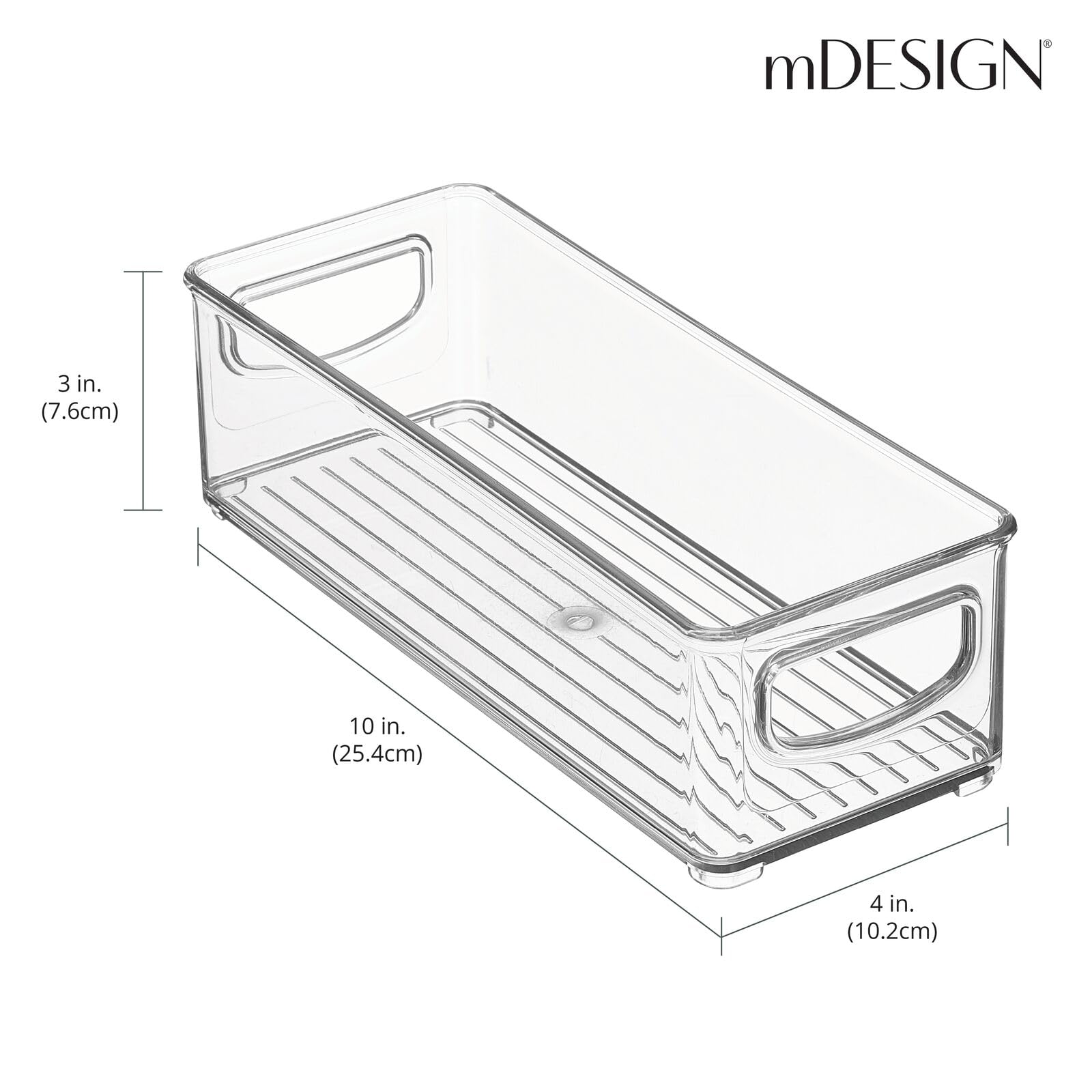 mDesign Small Plastic Bathroom Storage Bins with Handles - 4 Pack Clear Organizer for Hair Tools, Cosmetics & Accessories - Perfect for Closet, Cabinet, Vanity & Shelf Organization - Ideal for Bathroom, Bedroom & Travel Storage Solutions