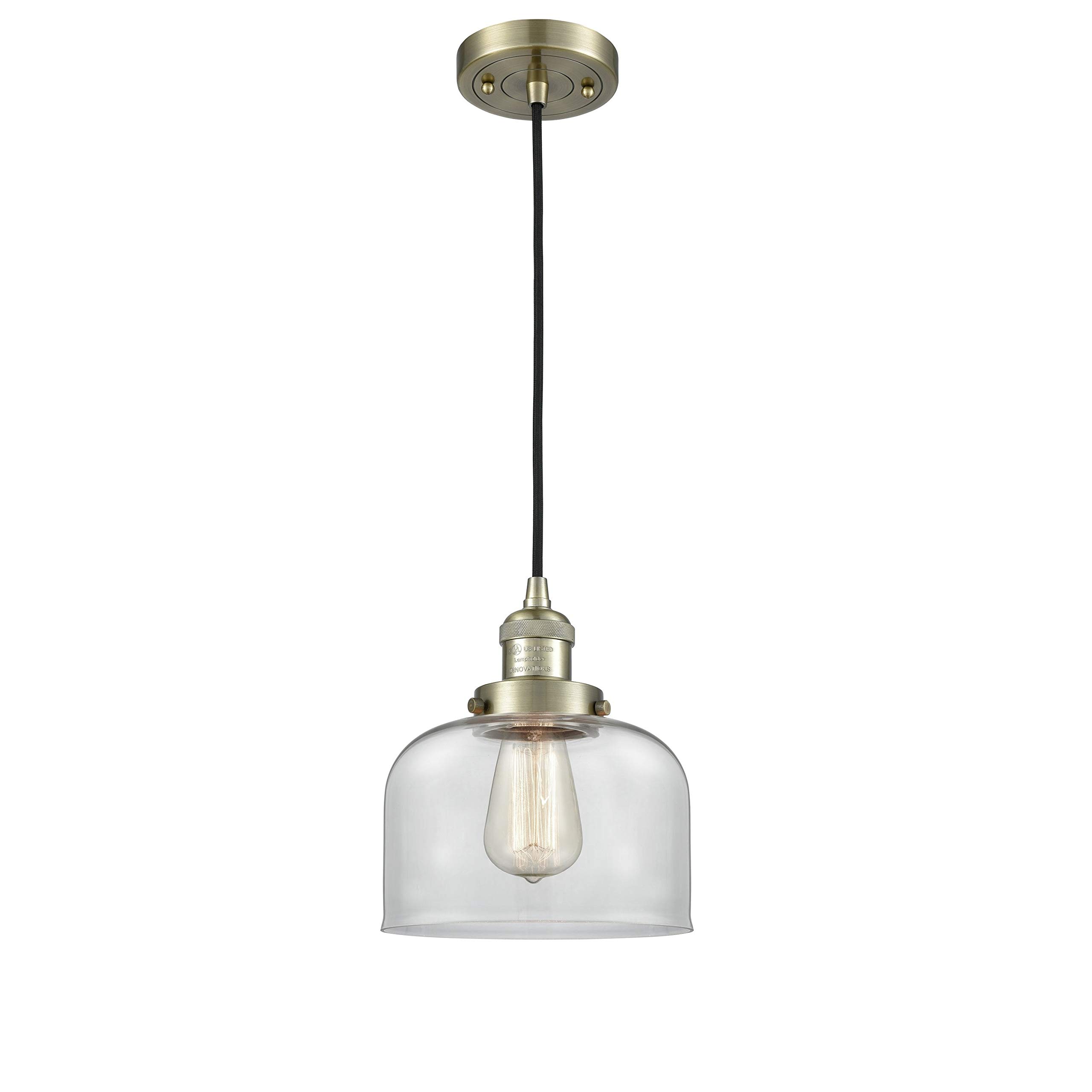 Innovations 201C-AB-G71-LED 1-Light Vintage Dimmable LED Mini Pendant Light Fixture in Antique Brass - Perfect for Kitchen Island, Dining Room, or Bar Counter Lighting