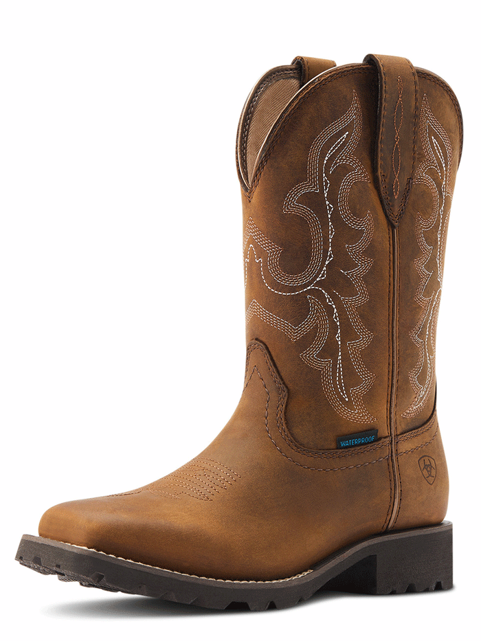 Ariat Women's Unbridled Rancher H2O Waterproof Boots - Distressed Tan Cowgirl Boots for Western Riding, Ranch Work & Outdoor Activities