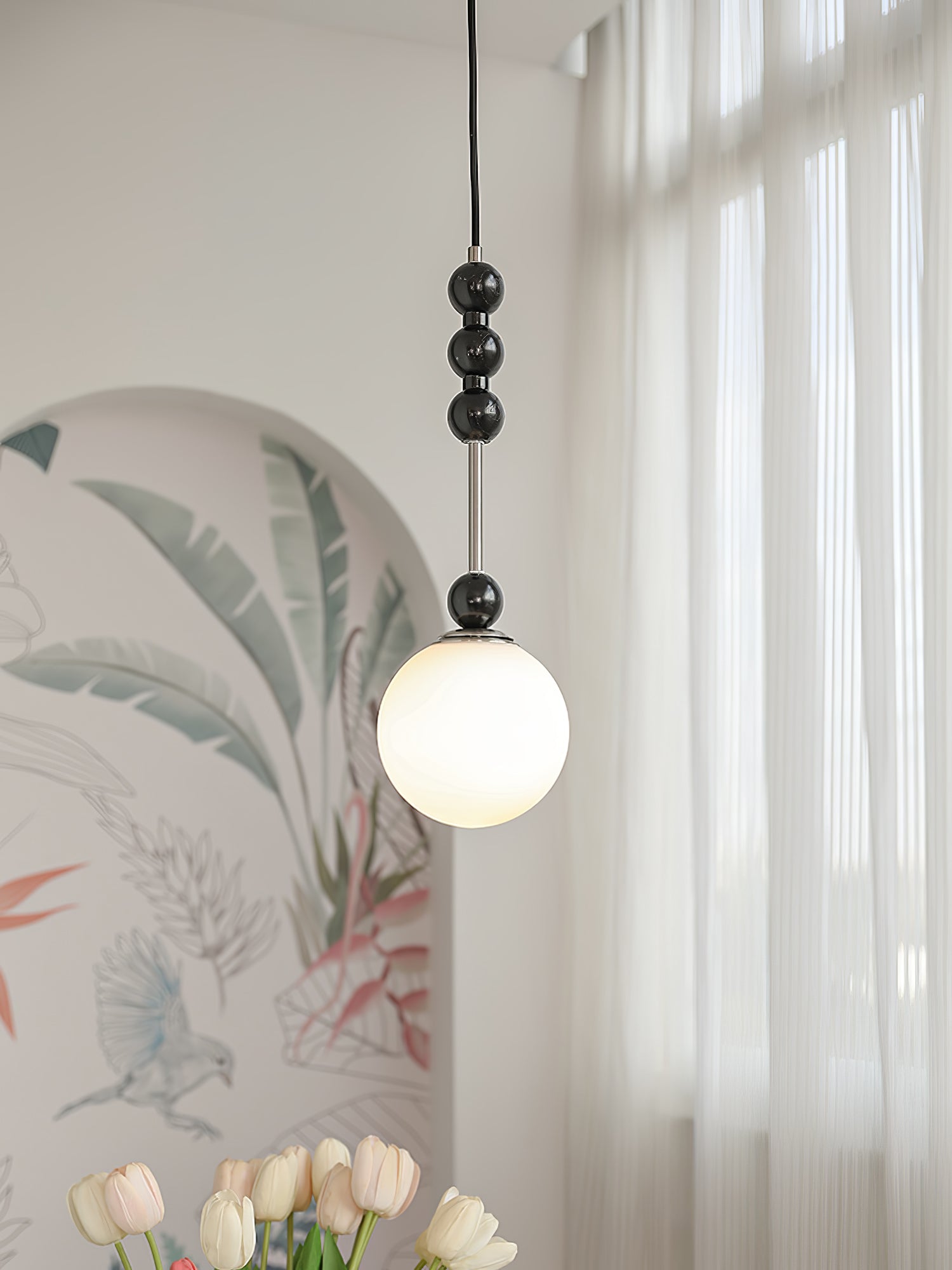 Modern Bola Pendant Lamp - Handwoven Rattan Hanging Light Fixture for Dining Room, Bedroom & Boho Decor | Indoor Ceiling Lighting for Home & Office
