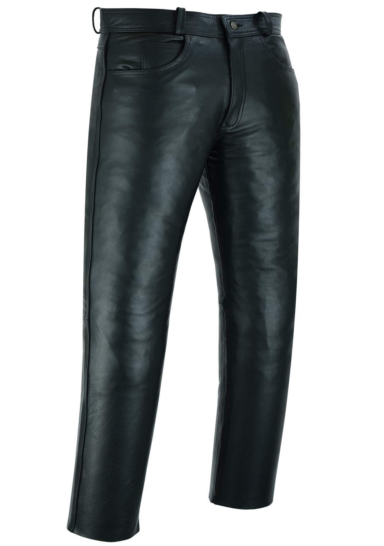 Premium Men's Black Leather Motorcycle Pants - Classic Fitted Riding Trousers for Harley & Cruiser Bikes | Durable & Comfortable for Long Rides & Urban Commuting