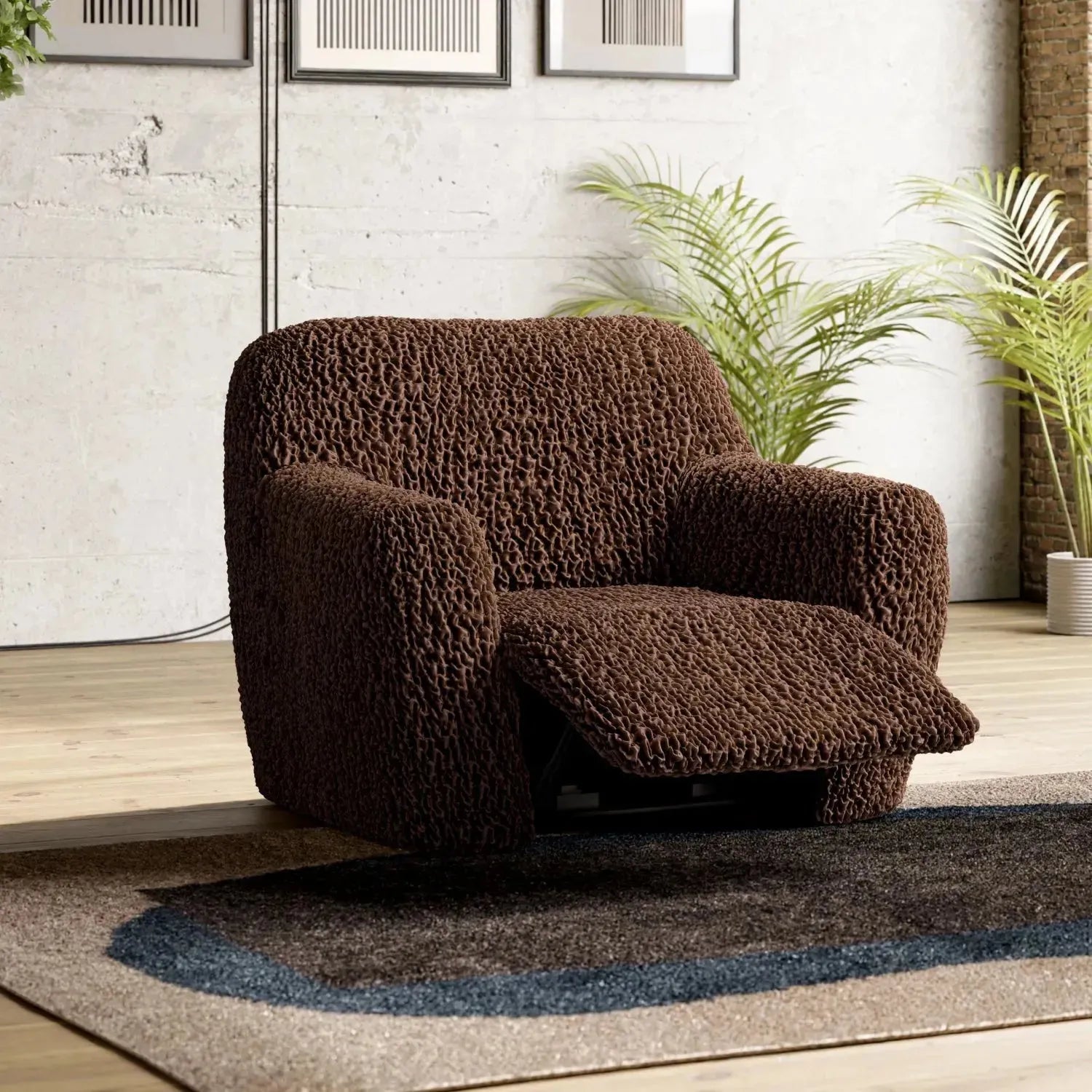 Goffrato Velvet Reclining Armchair Slipcover - Soft Stretch Furniture Protector for Living Room, Bedroom & Home Theater
