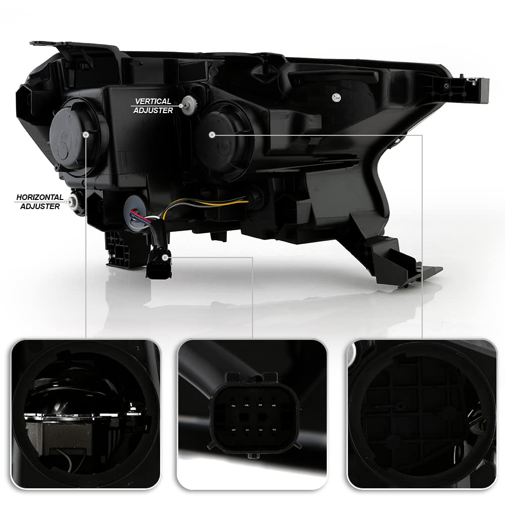 ACANII LED Projector Headlights for 2019-2022 Ford Ranger XL XLT - Chrome Sequential Turn Signal Tube - Full LED Headlamp Pair - Upgrade Your Truck's Style & Night Visibility for Off-Roading & Daily Driving