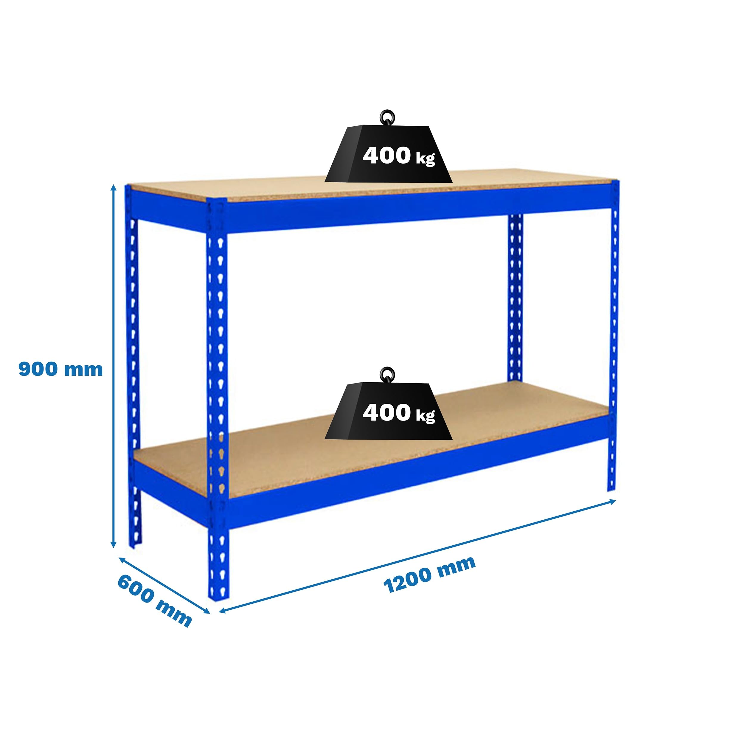 Simon Workbench 900x1200mm, 400kg Capacity - Blue/Wood Workshop Table for DIY & Woodworking