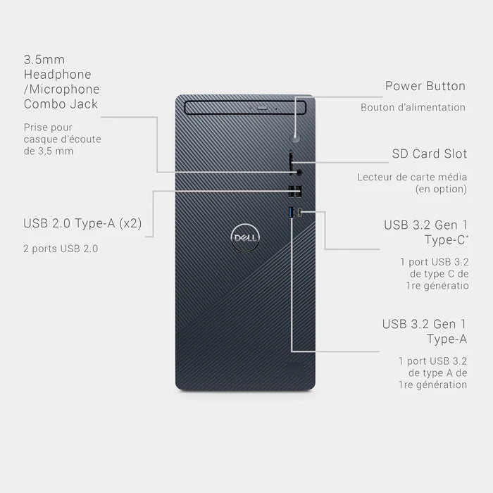 Dell Inspiron 3030 Desktop Computer - Intel Core i5-14400 14th Gen Processor (10-Core, up to 4.7GHz), 16GB DDR5 RAM, 1TB NVMe SSD, Intel UHD 770 Graphics, Windows 11 Home | Home Office, Gaming & Productivity PC with Keyboard & Mouse Included