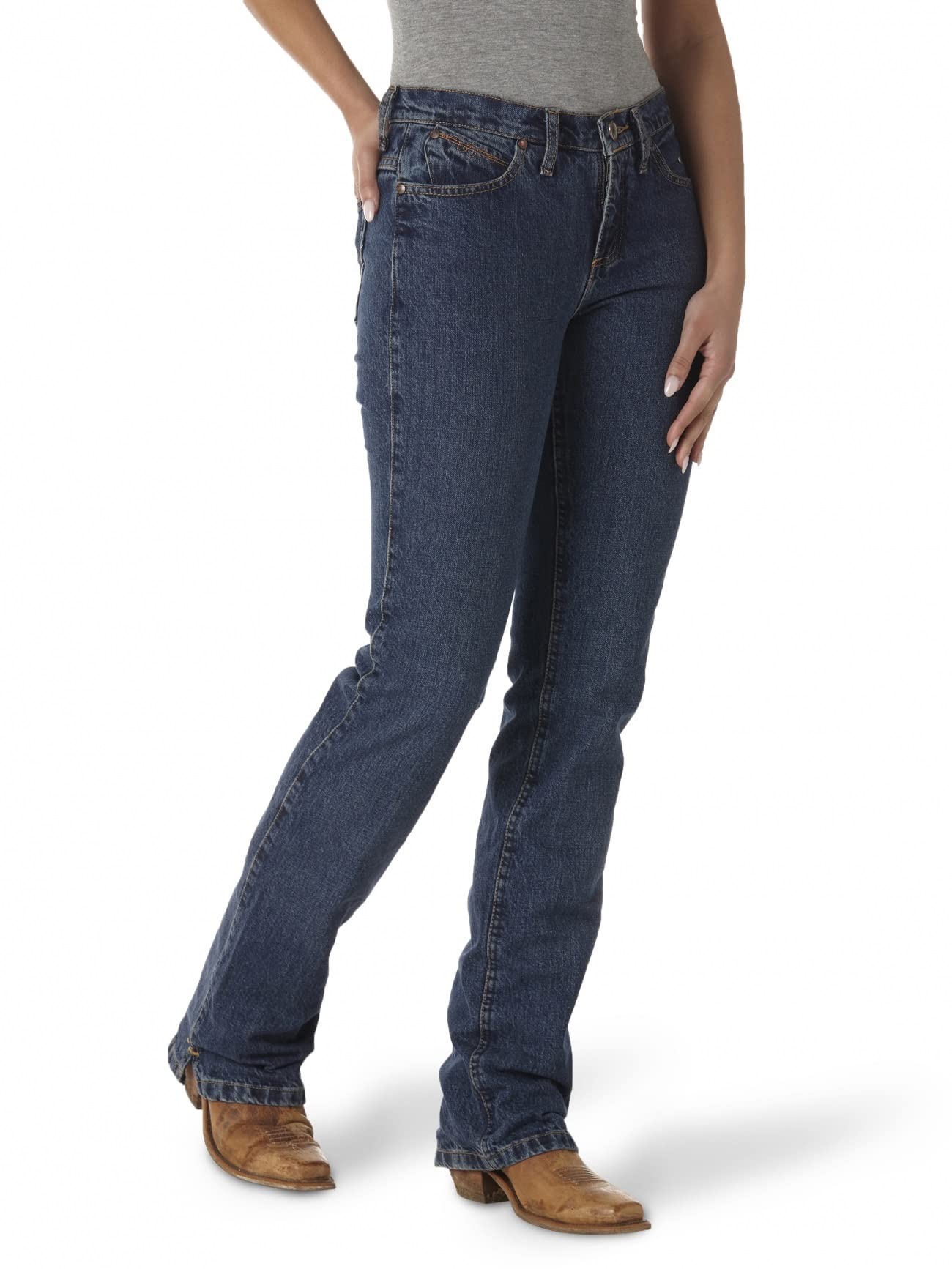 Wrangler Women's Mid Rise Vented Hem Ultimate Riding Jeans - Comfortable Stretch Denim for Equestrian & Western Wear - Perfect for Horseback Riding, Ranch Work & Casual Outfits