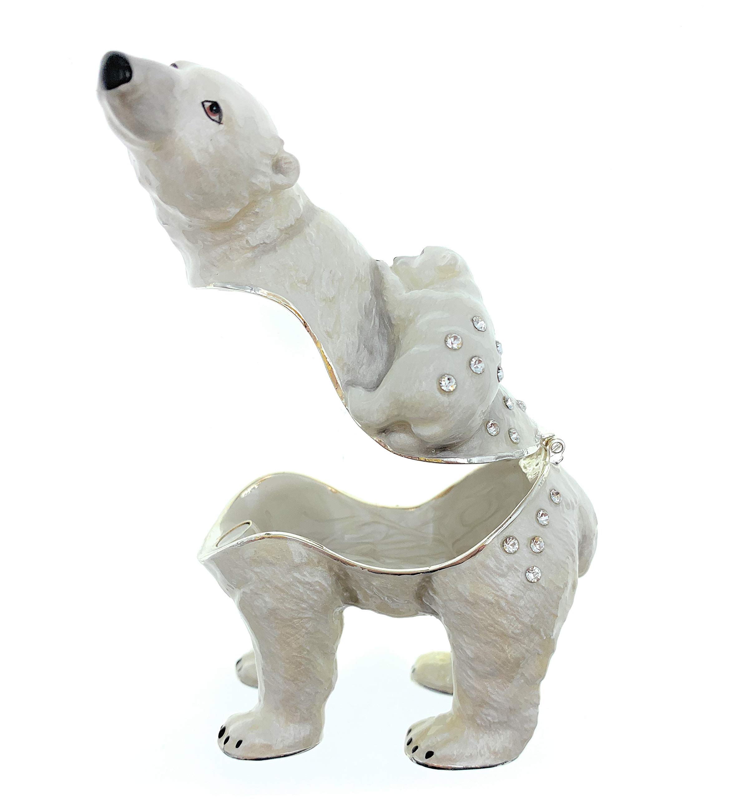 Polar Bear & Cub Trinket Box with Austrian Crystals - Perfect Gift for Collectors
